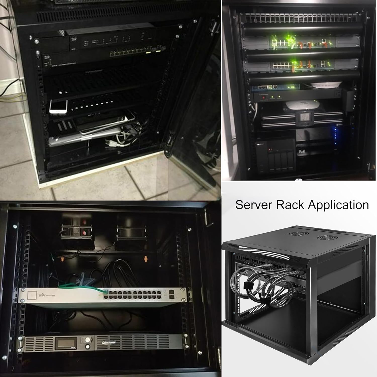 12U Network Server Rack, Server Cabinet Wall Mount Glass Door, 2 AC Powered Ventilation Fans with Hardware Including