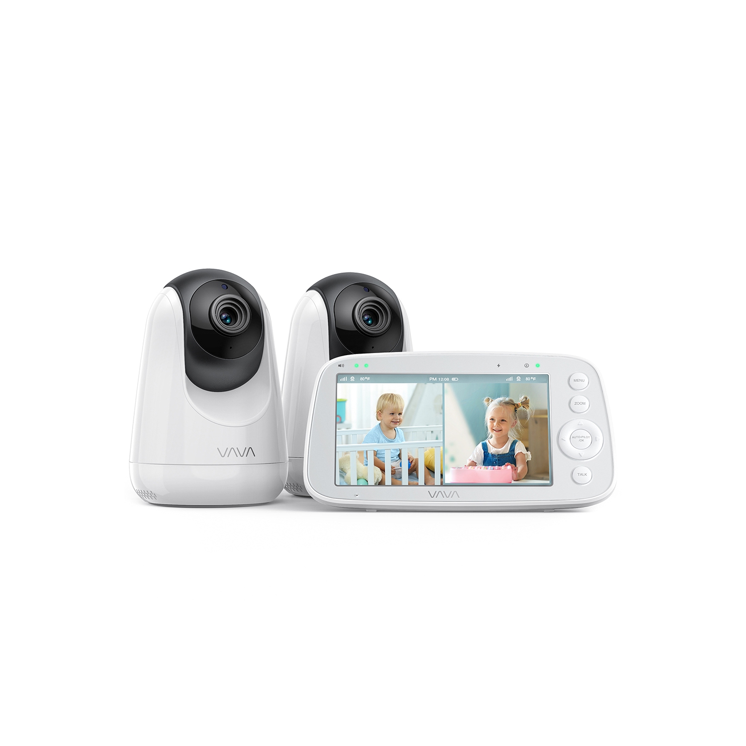VAVA 5" 720P HD Video Baby Monitor Split View, 2 Cameras, Night Vision, Zoom/Pan/Tilt & 2-Way Audio (IH009)