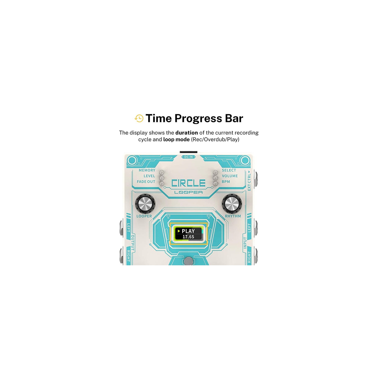 Donner Circle Looper Guitar Pedal with Drum Machine Time Display