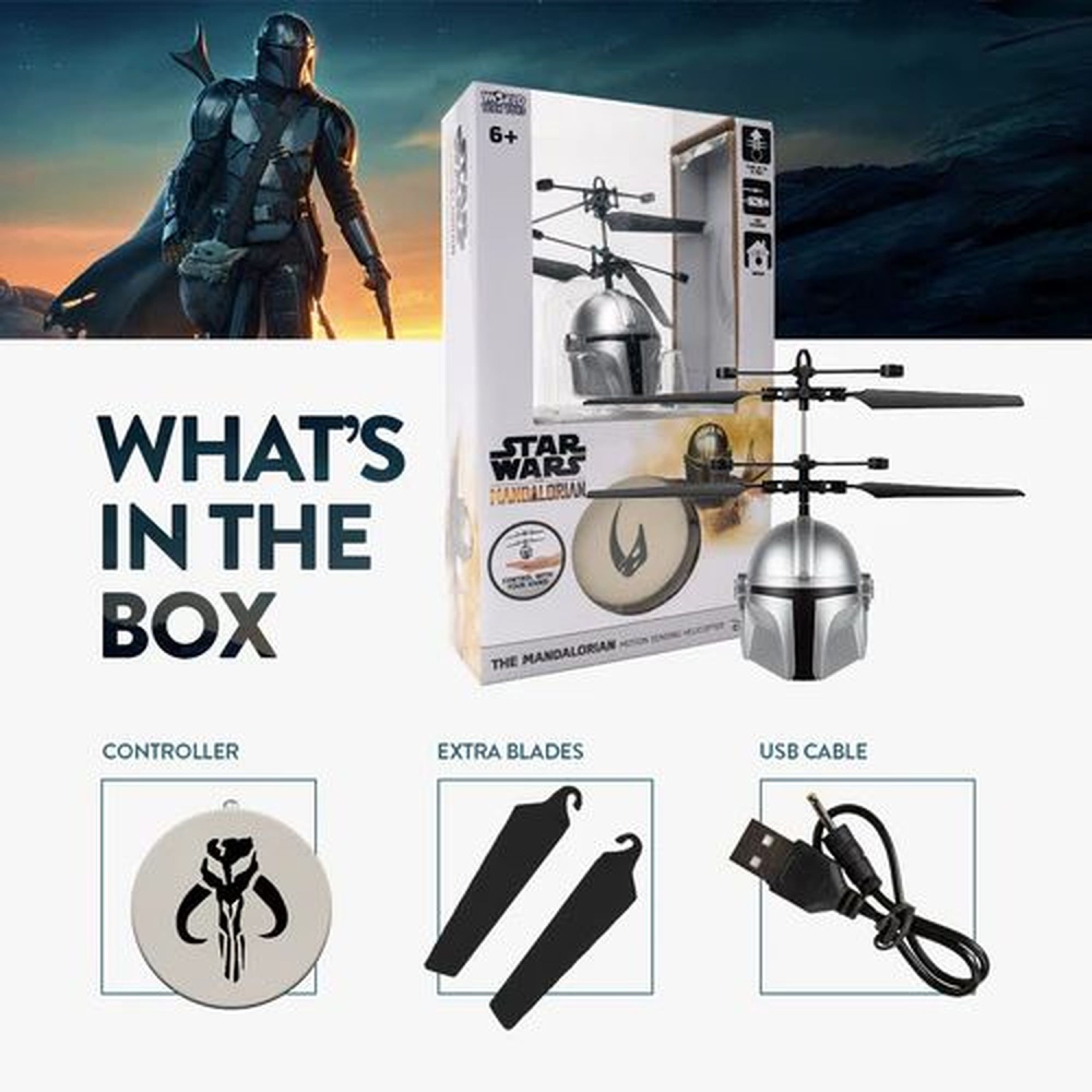 Star Wars The Mandalorian Mando Casque Sculpté Grosse Tête UFO Hélicoptère