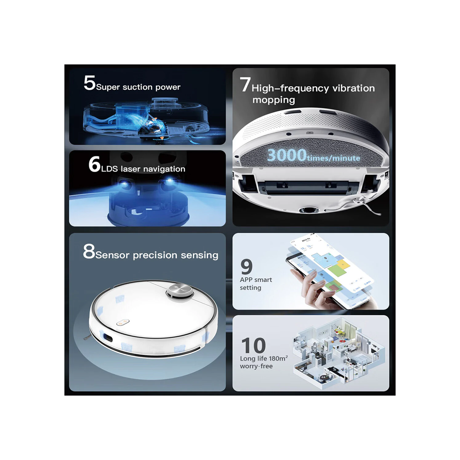 Redroad 5-in-1 Robot Vacuum and Mop with Auto-Self Cleaning Station, G10