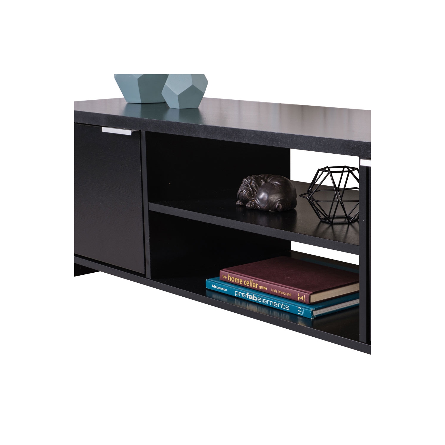 Meuble pour téléviseur MADESA avec espace de rangement et gestion des câbles, pour téléviseurs de 65 po et moins, bois, 16 po H x 15 po P x 57 po L -