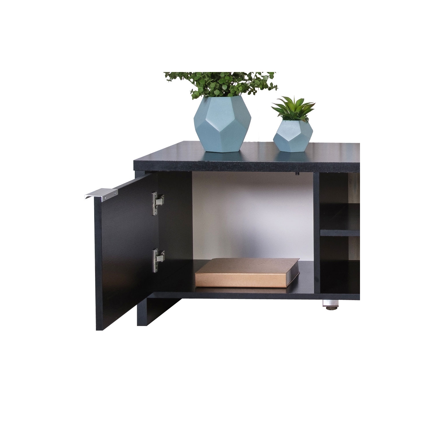 Meuble pour téléviseur MADESA avec espace de rangement et gestion des câbles, pour téléviseurs de 65 po et moins, bois, 16 po H x 15 po P x 57 po L -