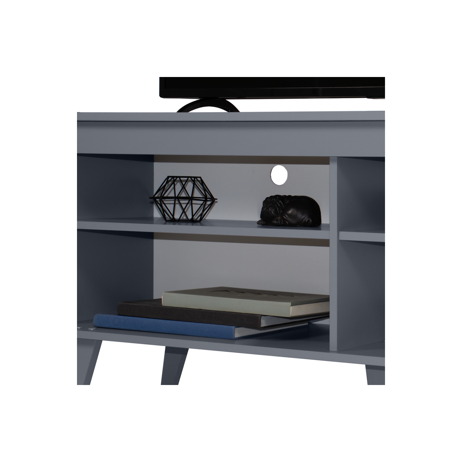 Madesa TV Stand Entertainment Center with 4 Shelves and Cable Management for 55, 65 Inch TV Media Storage Gaming Media Console - Grey