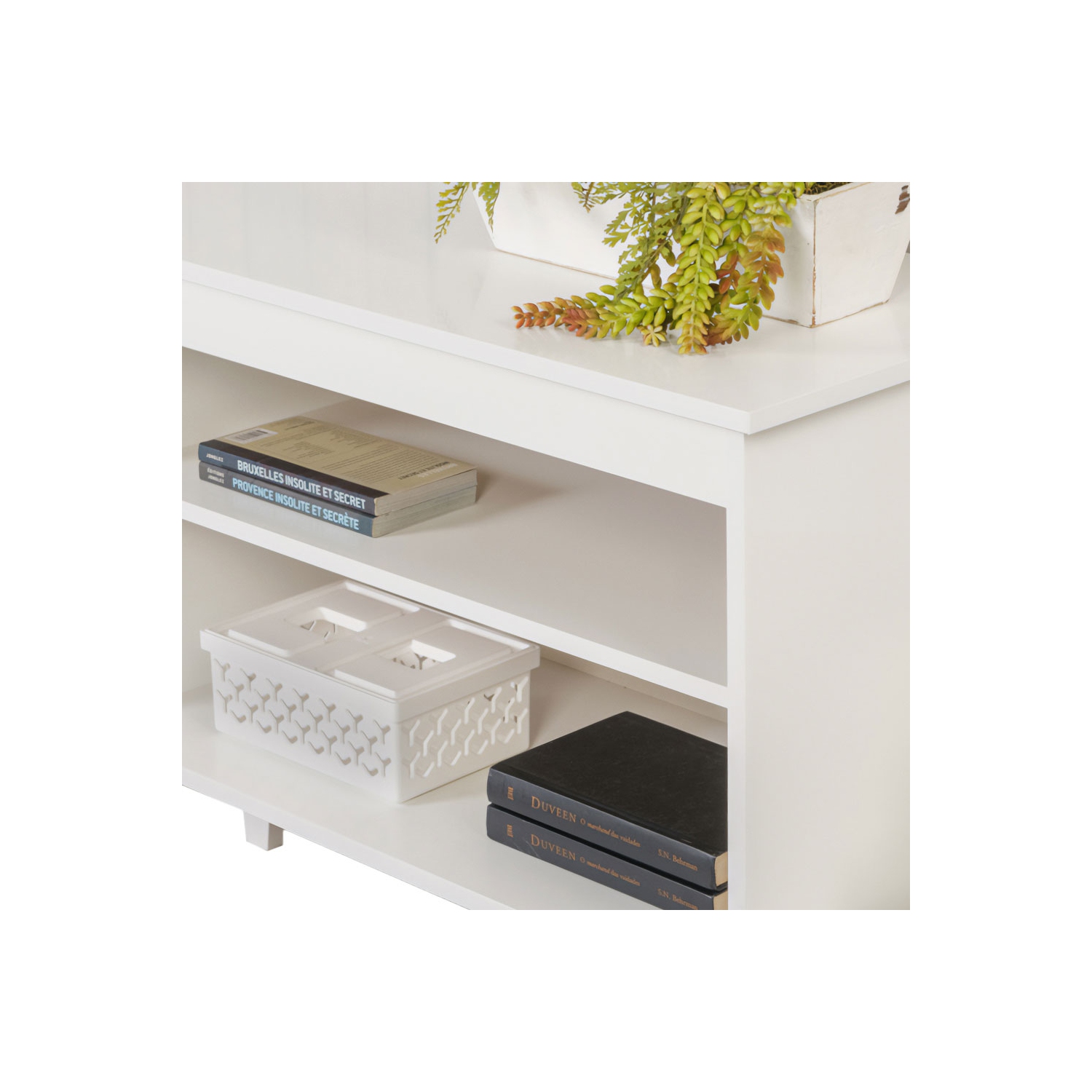 Madesa TV Stand Entertainment Center with 4 Shelves and Cable Management for 50, 55 Inch Media Storage Living Room and Bedroom Modern Wooden