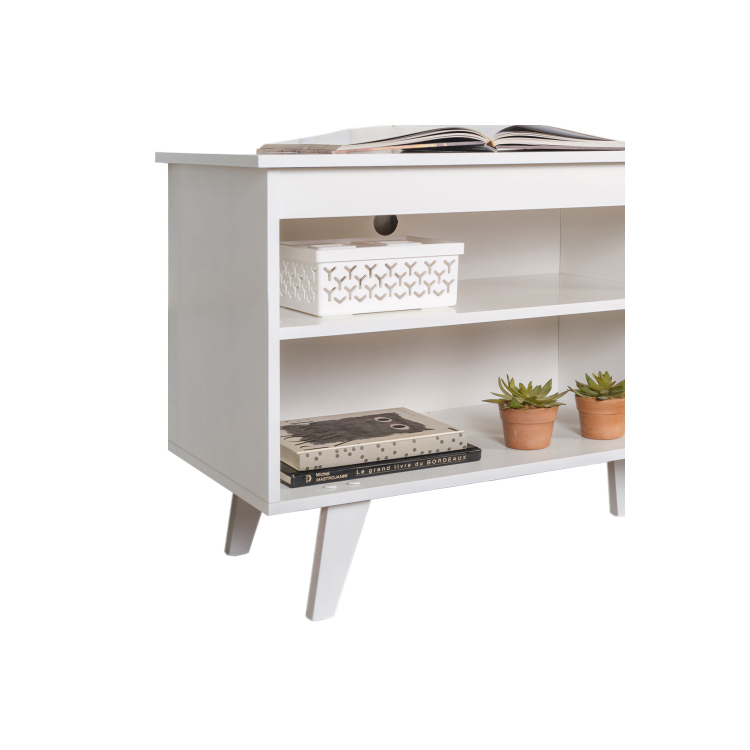 Madesa TV Stand Entertainment Center with 4 Shelves and Cable Management for 50, 55 Inch Media Storage Living Room and Bedroom Modern Wooden