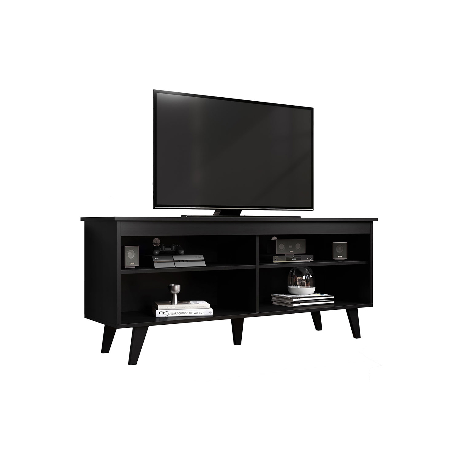 Meuble pour téléviseur de MADESA avec 4 tablettes et système d’organisation des câbles, pour téléviseurs de 55 po et moins, bois, 23 haut. X 15 prof.