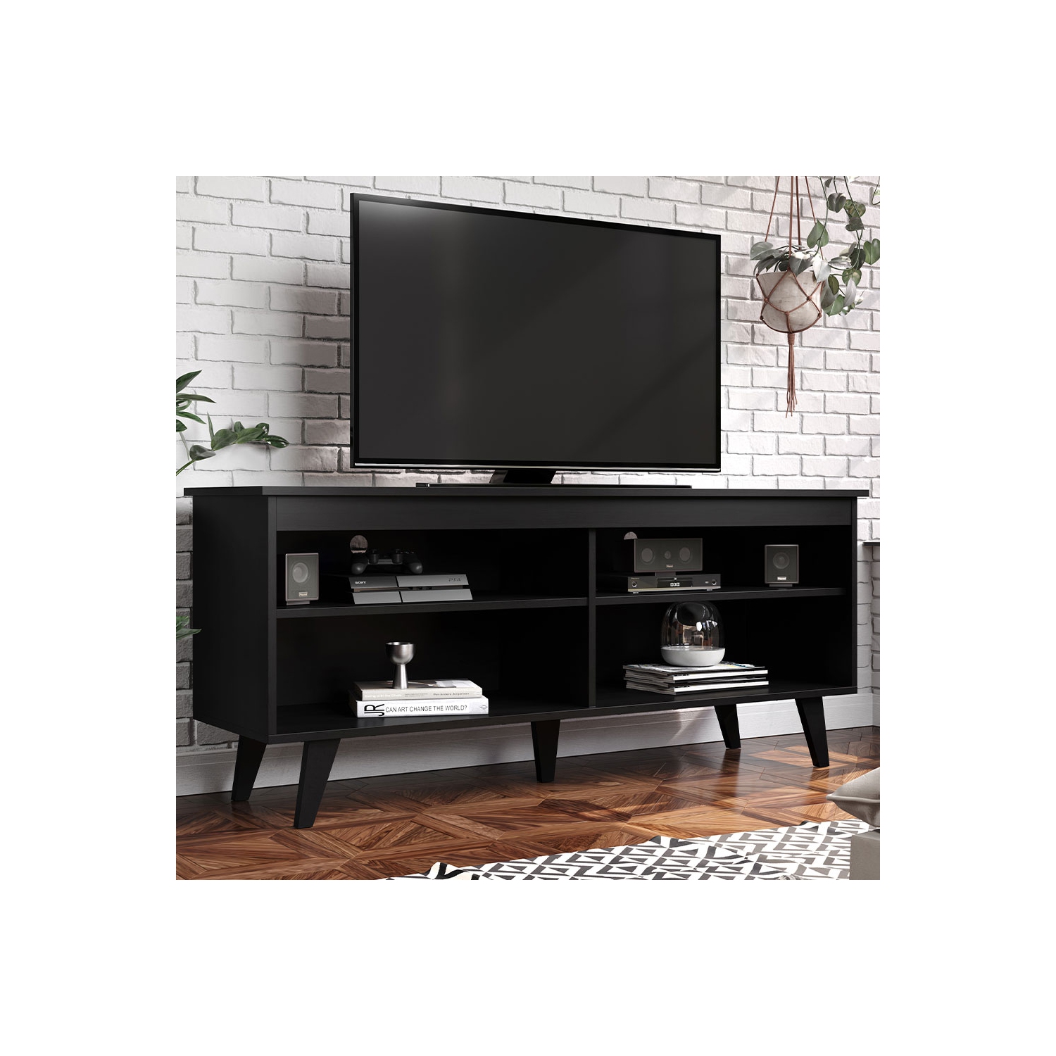 Meuble pour téléviseur de MADESA avec 4 tablettes et système d’organisation des câbles, pour téléviseurs de 55 po et moins, bois, 23 haut. X 15 prof.