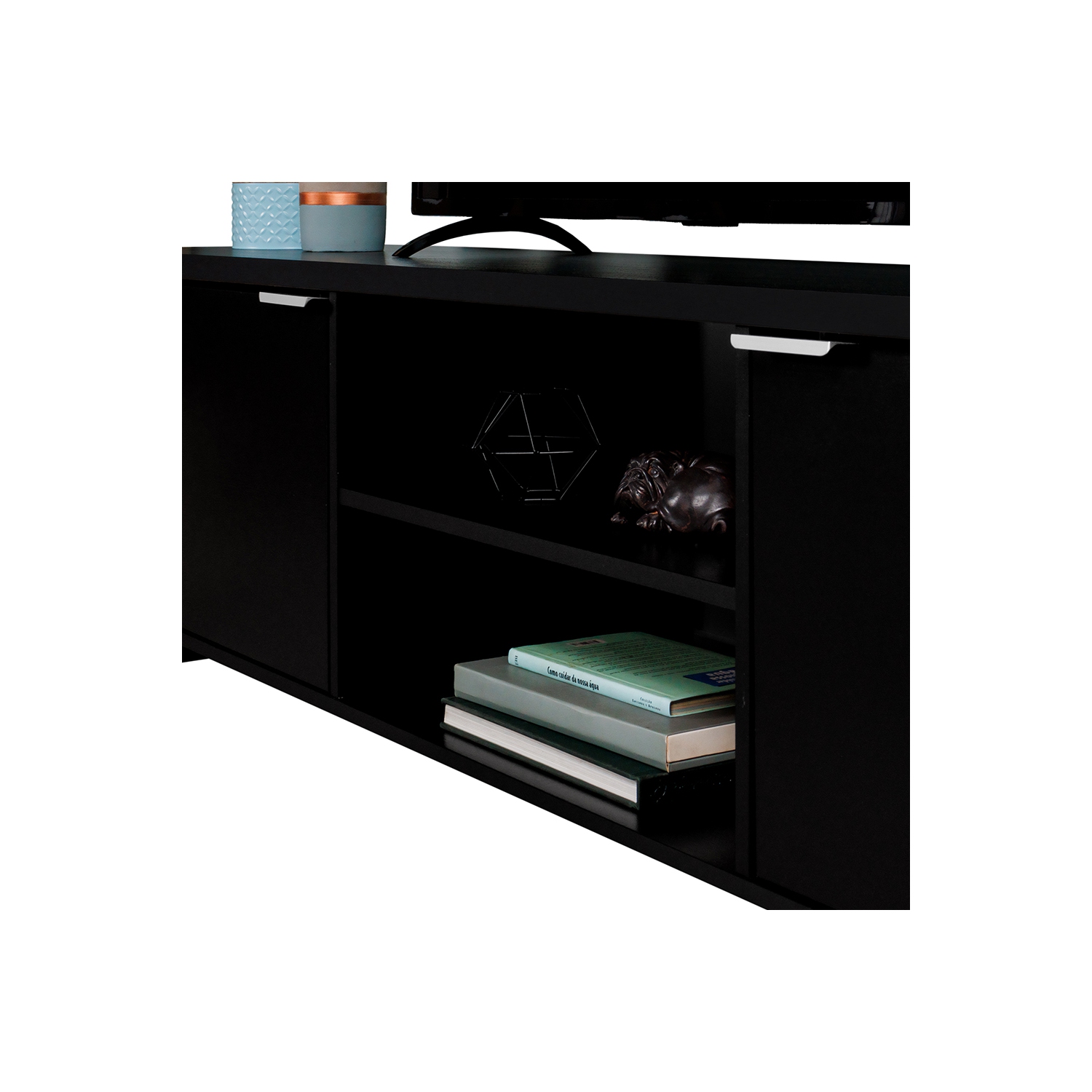 Madesa TV Stand Large Media Console with Cable Management for 65, 75 Inch Media Storage Gaming Living Room Entertainment Center Modern Wooden