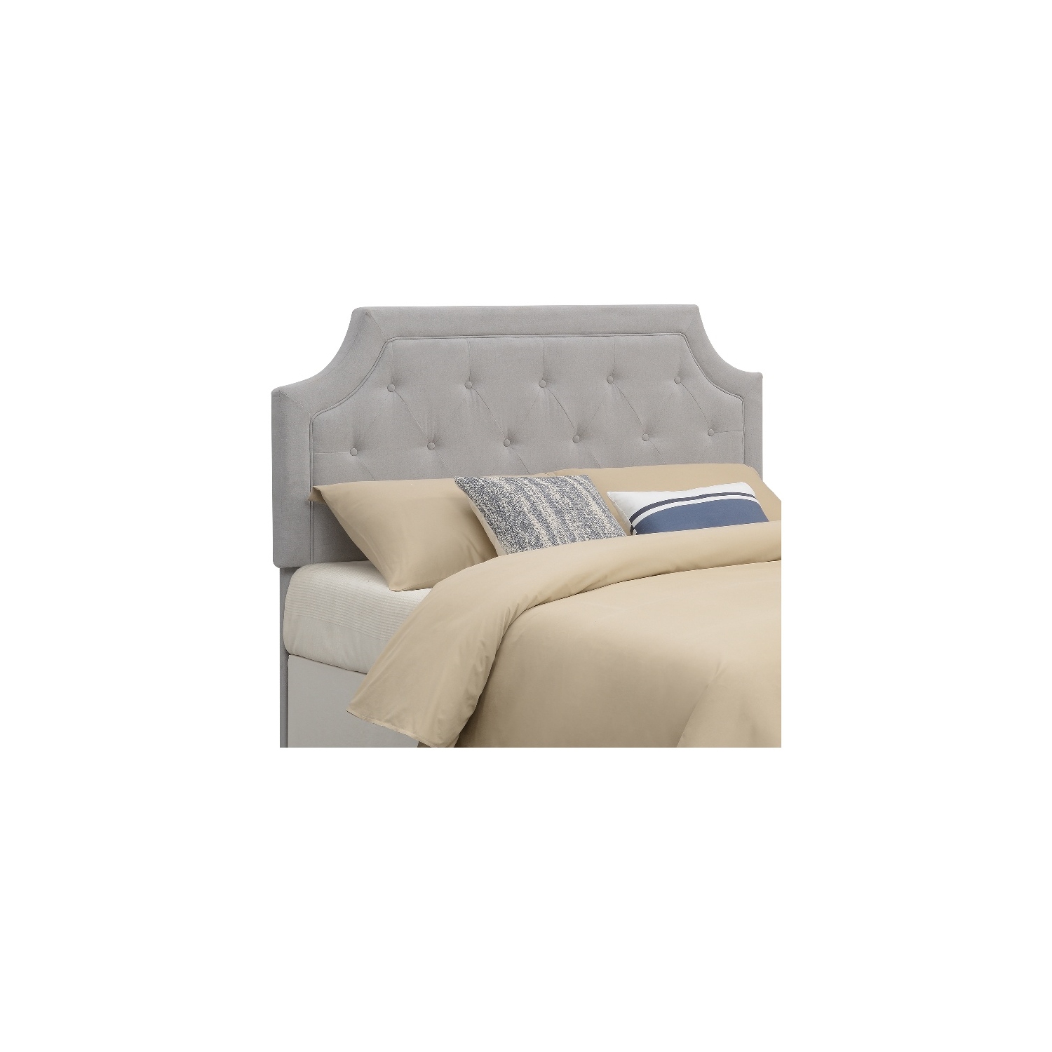 Alta Gray Microfiber Upholstered Diamond Tufted Queen Headboard