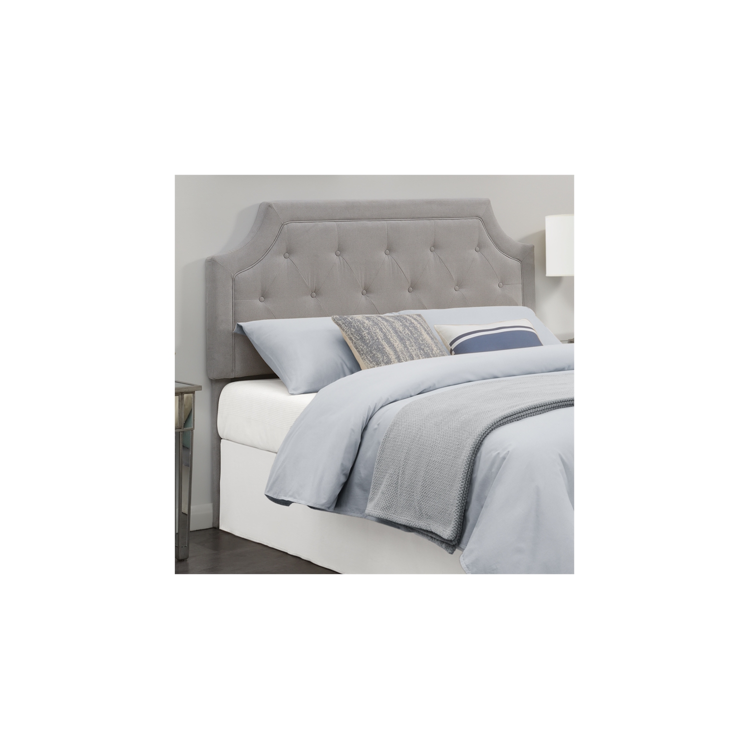 Alta Gray Microfiber Upholstered Diamond Tufted Queen Headboard