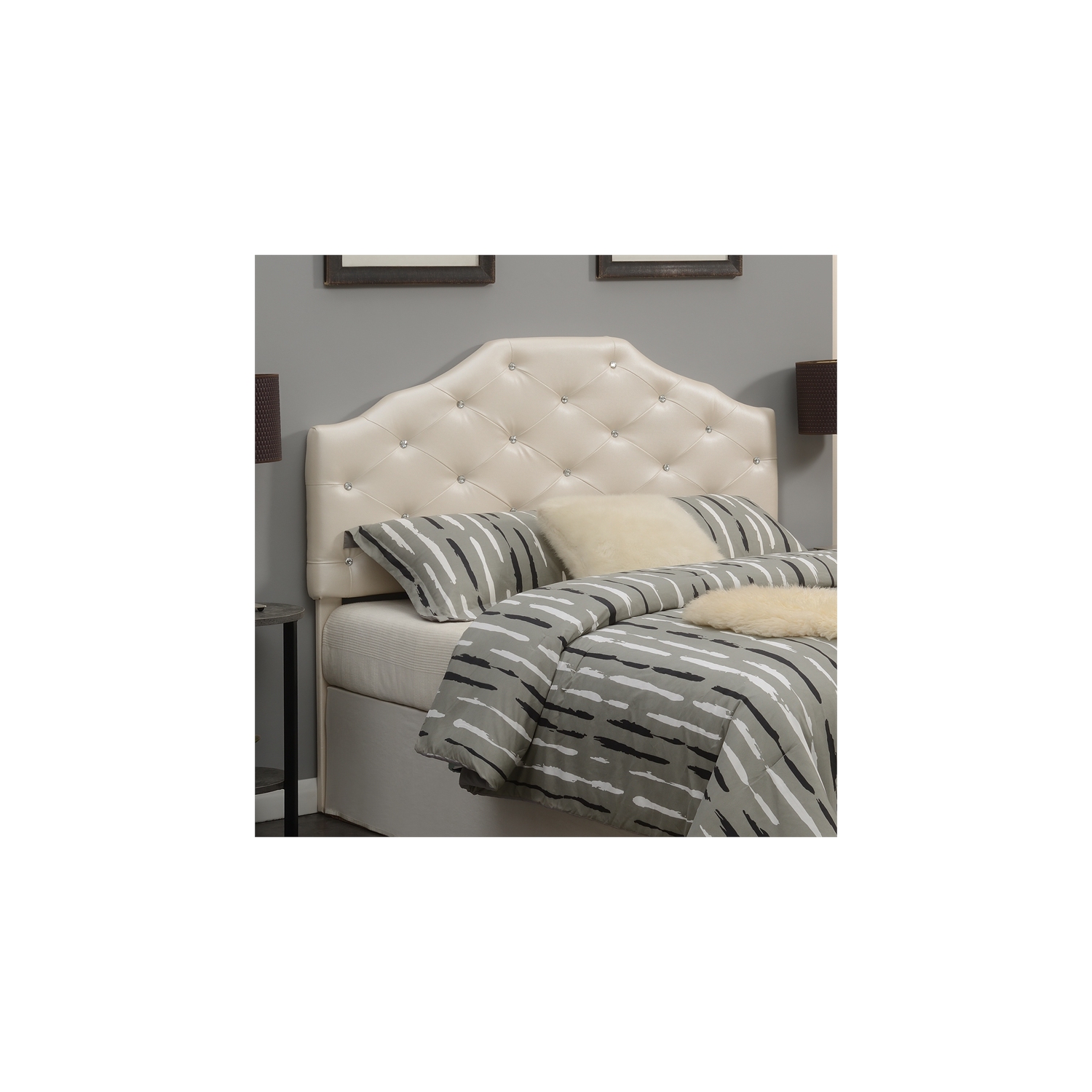 Tête de lit rembourrée en similicuir Dawson Pearl pour grand lit