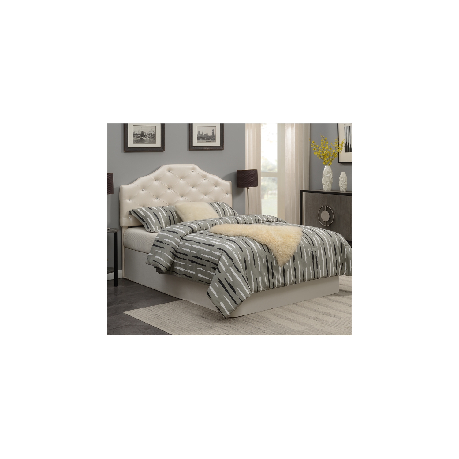 Tête de lit rembourrée en similicuir Dawson Pearl pour grand lit