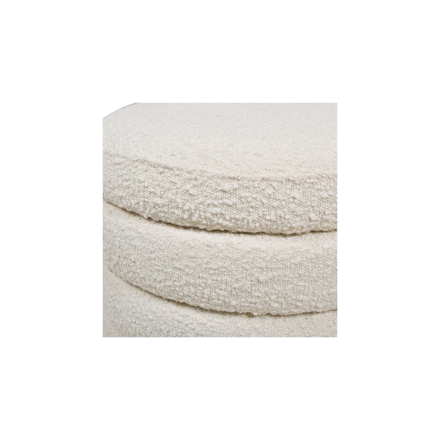 Fuji 22" Upholstered Boucle Round Storage Ottoman Ivory White