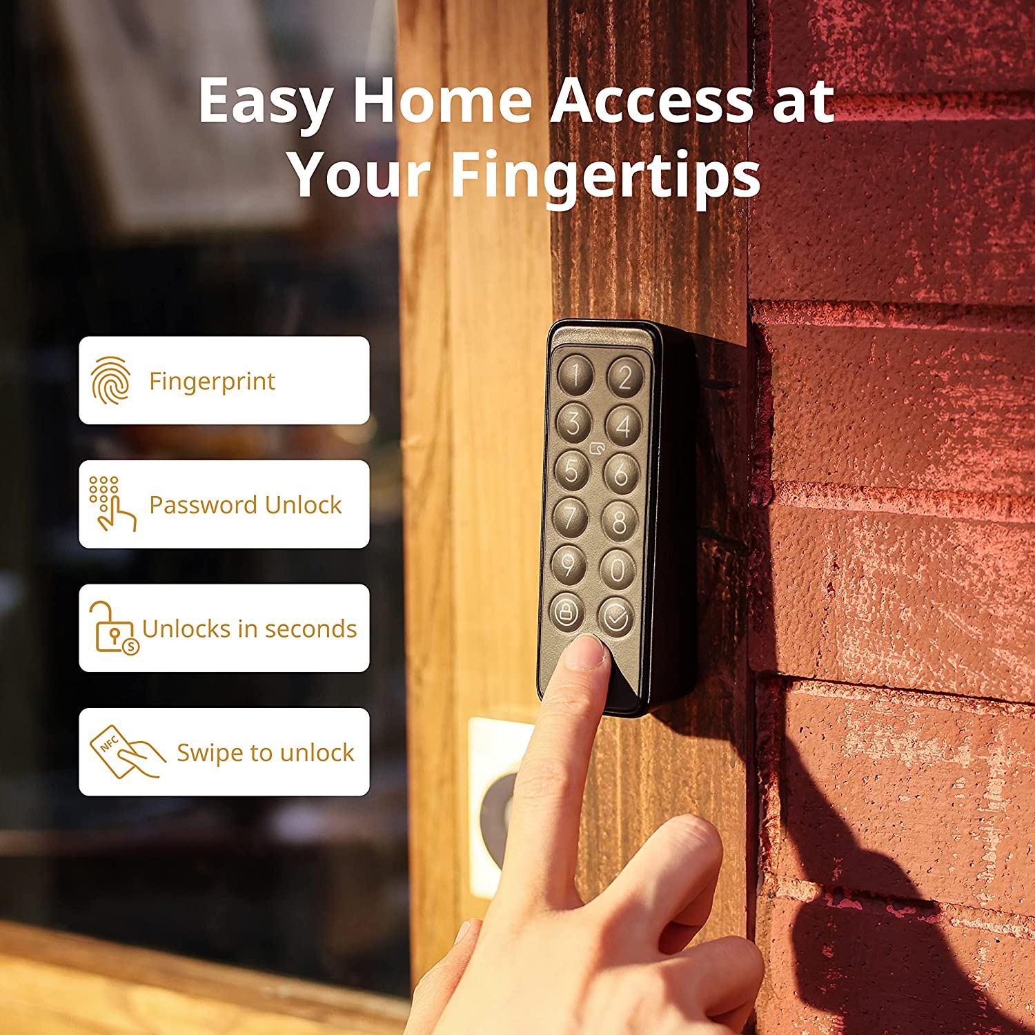 SwitchBot Keypad Touch for SwitchBot Lock | Fingerprint Keyless Home Entry, IP65 Waterproof, Supports Virtual Passwords for Home Security