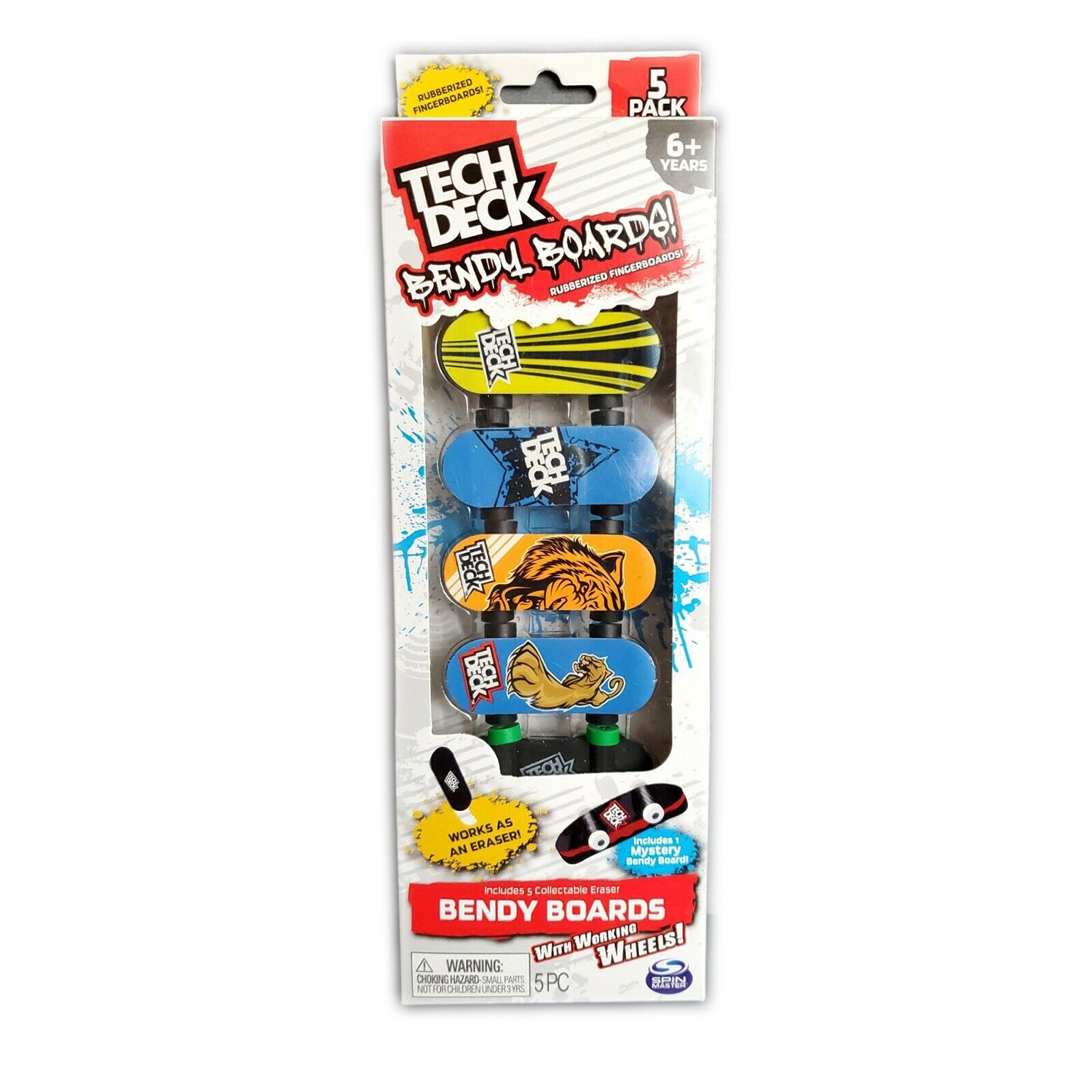 Tech Deck Bendy Boards Collectable Eraser 5pcs Assorted.
