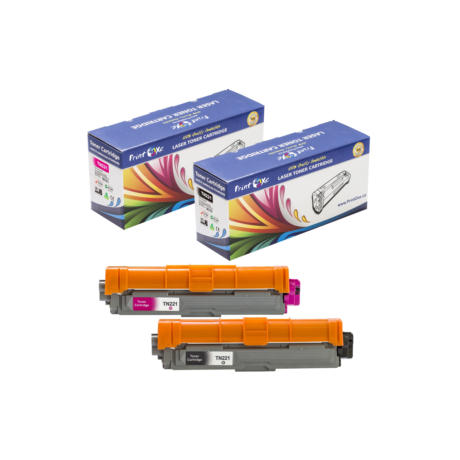 TN221 / TN225 Brother Compatible Black & Magenta TN 221 / 225 for HL 3140CW 3150CDN 3150CDW 3170CDW 3180CDW / DCP 9020 9020CDW 9020CDW / MFC 9130CW