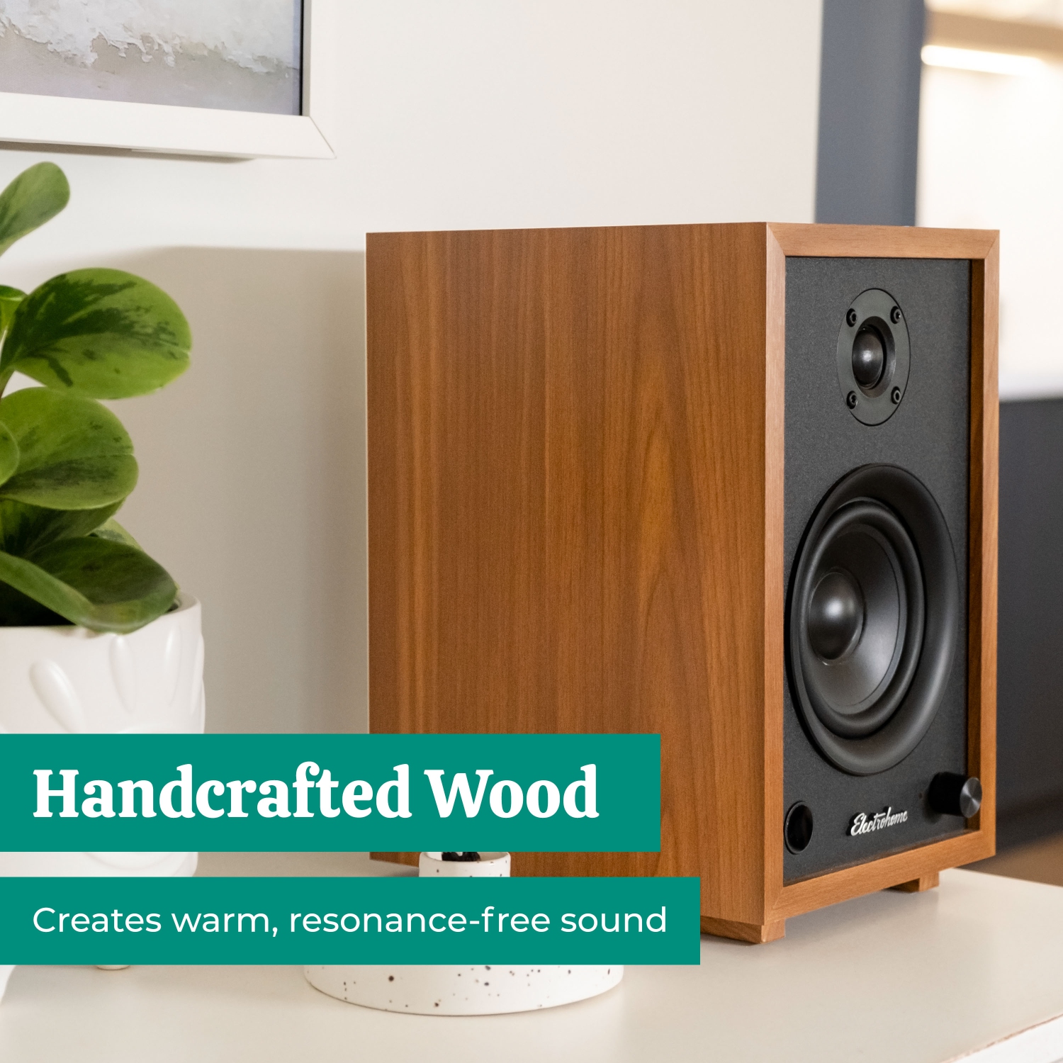 Haut-parleurs d’étagère stéréo amplifiés McKinley 2.0 d’Electrohome avec amplificateur intégré, transducteurs de 4 po, Bluetooth 5, RCA/aux