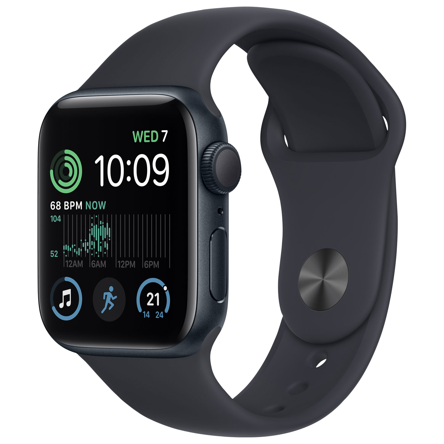 Apple Watch SE (GPS) 40mm Midnight Aluminum Case with Midnight Sport Band (2022)