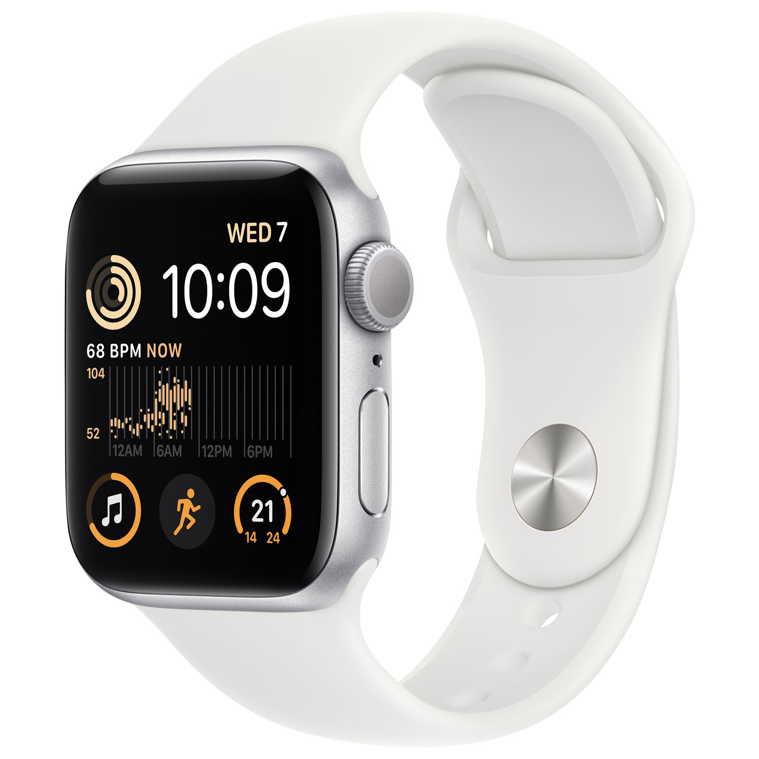 Apple Watch SE (GPS) 40mm Silver Aluminum Case with White Sport Band (2022)