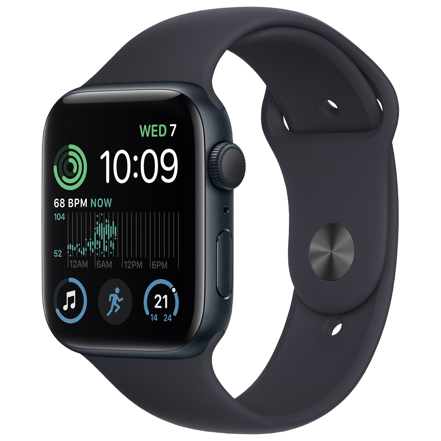 Apple Watch SE (GPS) 44mm Midnight Aluminum Case with Midnight Sport Band (2022)