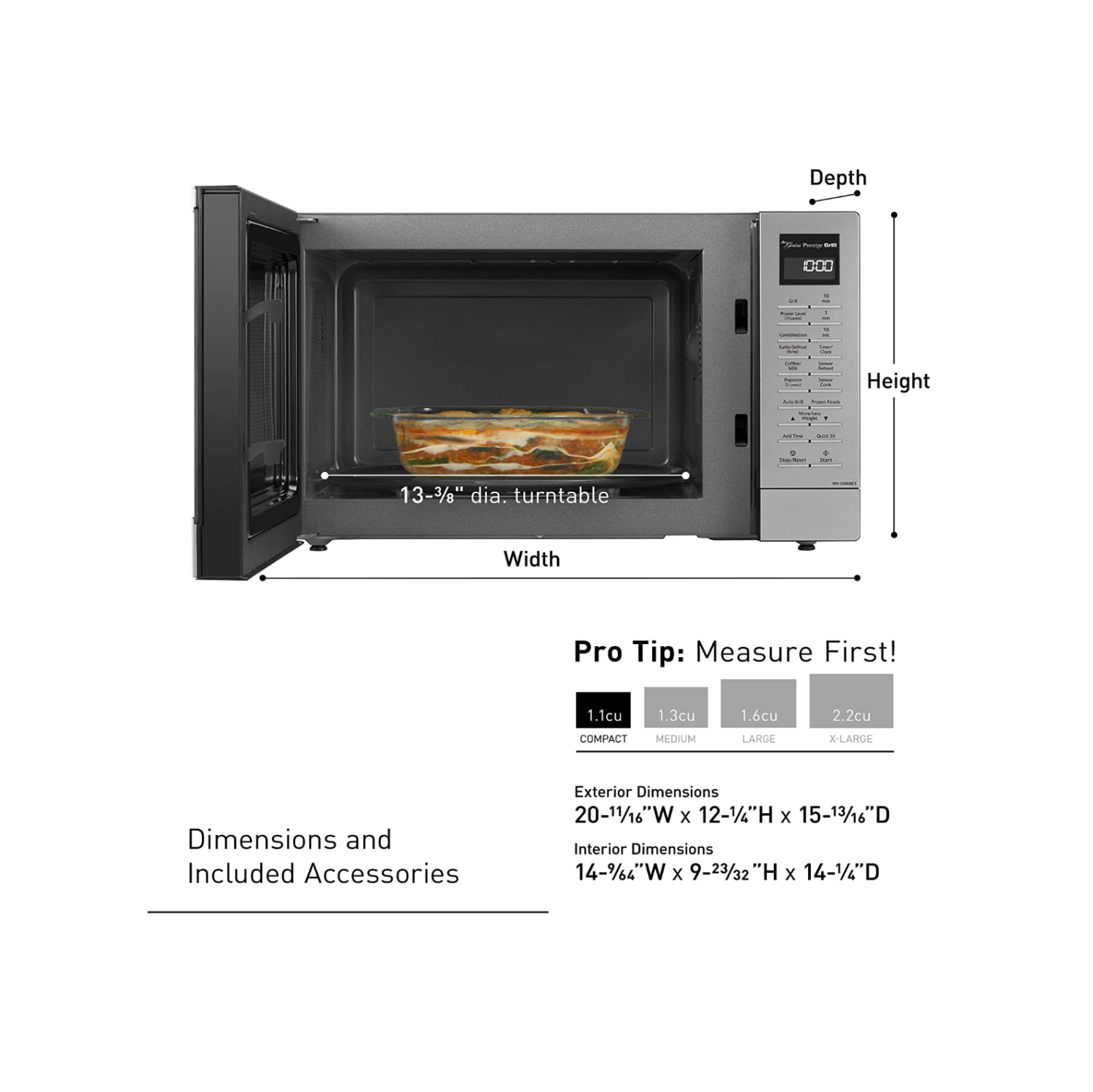 Panasonic Countertop Microwave Oven and Broiler Grill, 1.2 cu. ft. Stainless Steel - NN-GN68KS