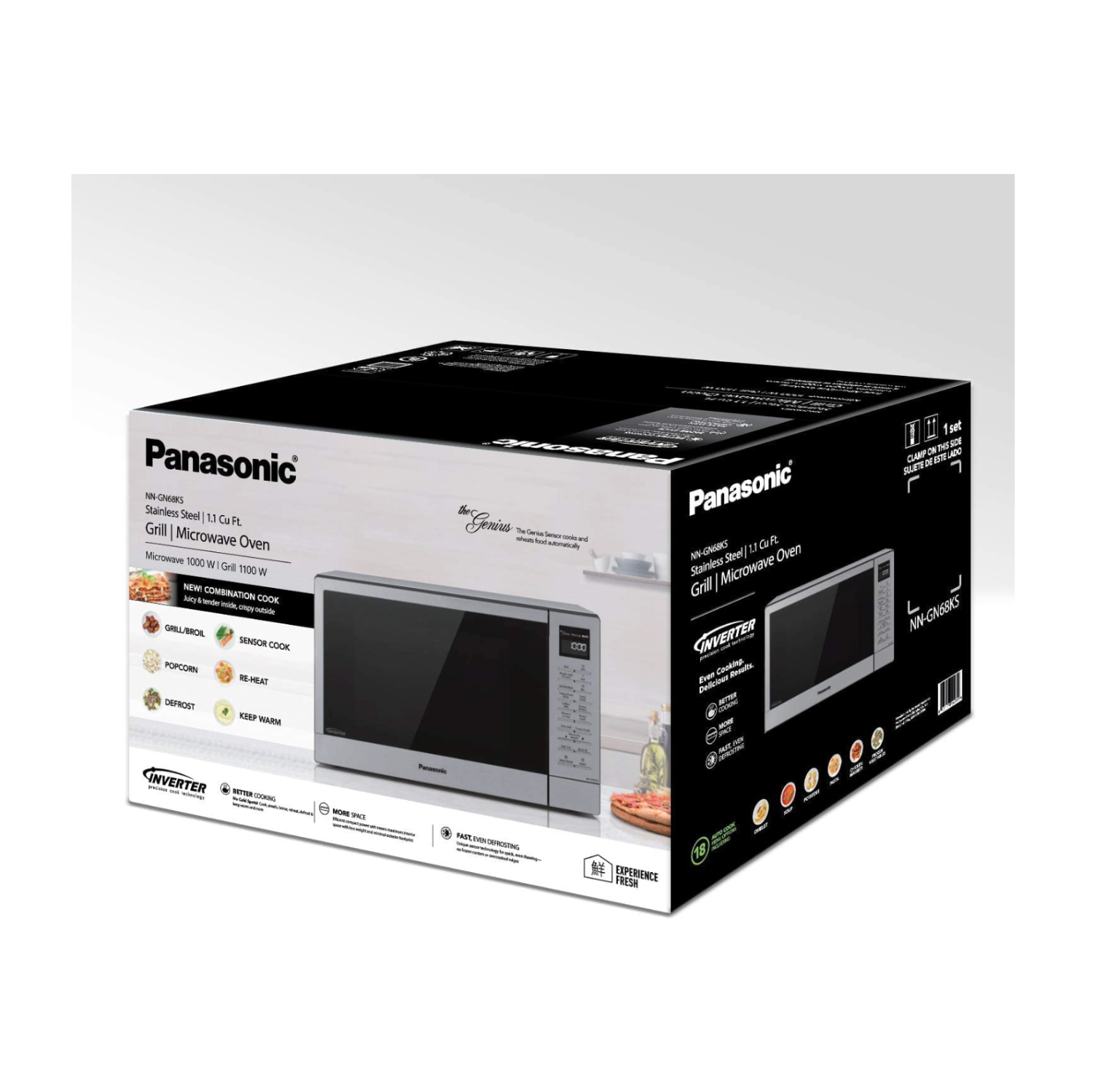 Panasonic Countertop Microwave Oven and Broiler Grill, 1.2 cu. ft. Stainless Steel - NN-GN68KS