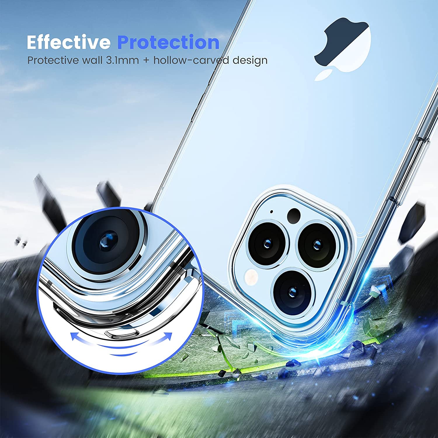 【CSmart】 Étui Coque arrière souple en gelée de silicone TPU mince pour iPhone 14 Pro, Clair