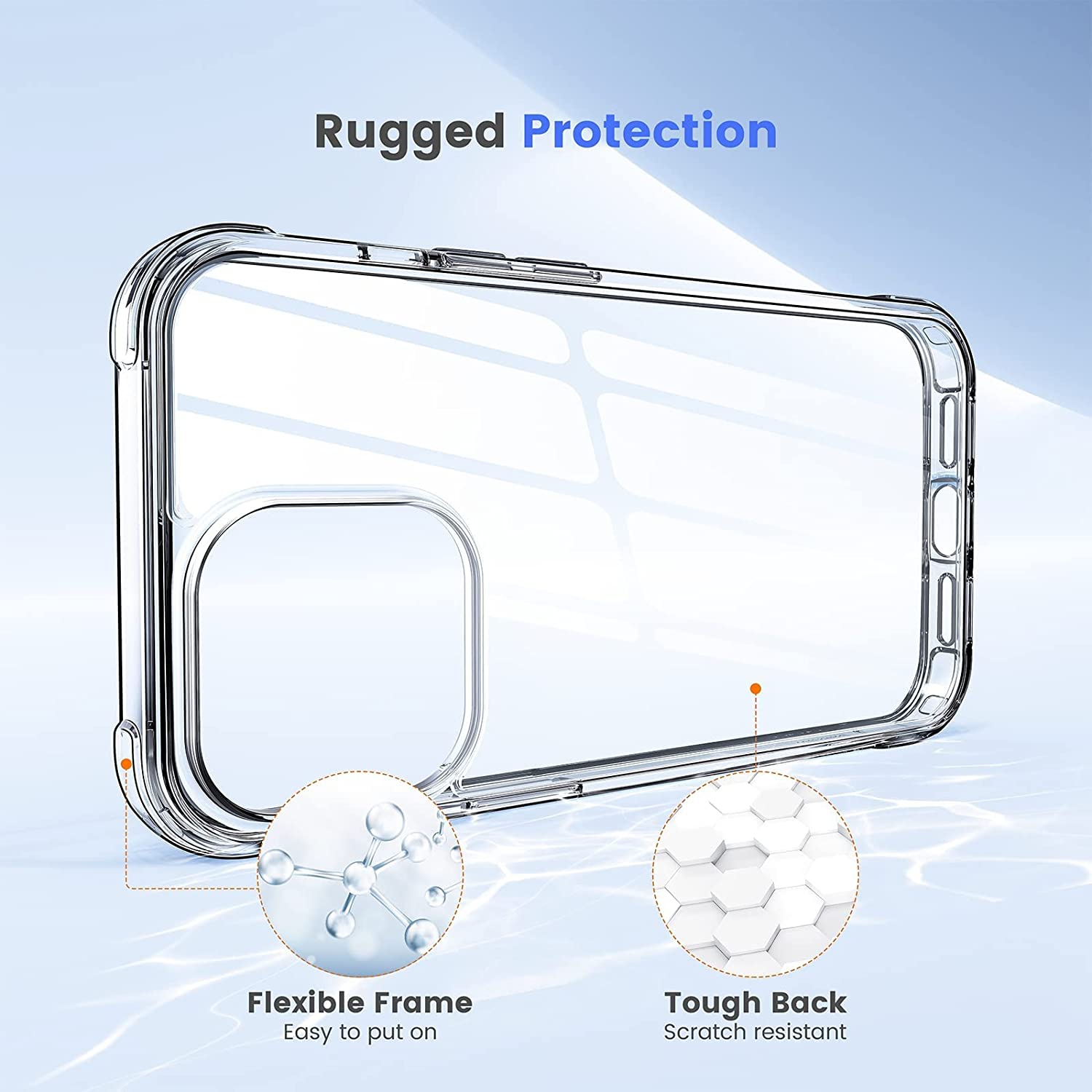 【CSmart】 Étui Coque arrière souple en gelée de silicone TPU mince pour iPhone 14 Pro, Clair