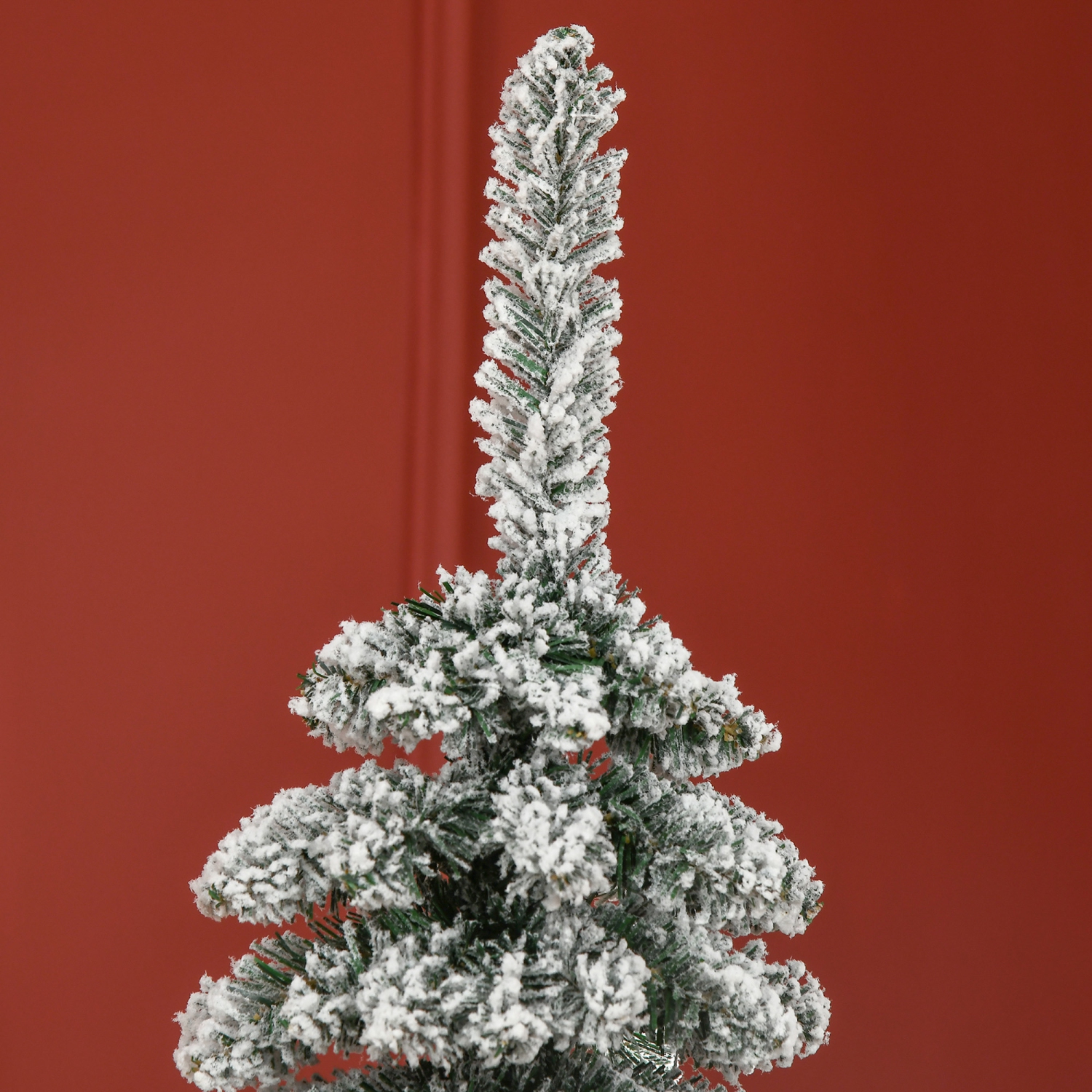 HOMCOM – Arbre de Noël artificiel enneigé de 6 pi, arbre de Noël Slim Pencil avec branches réalistes, base en métal, vert