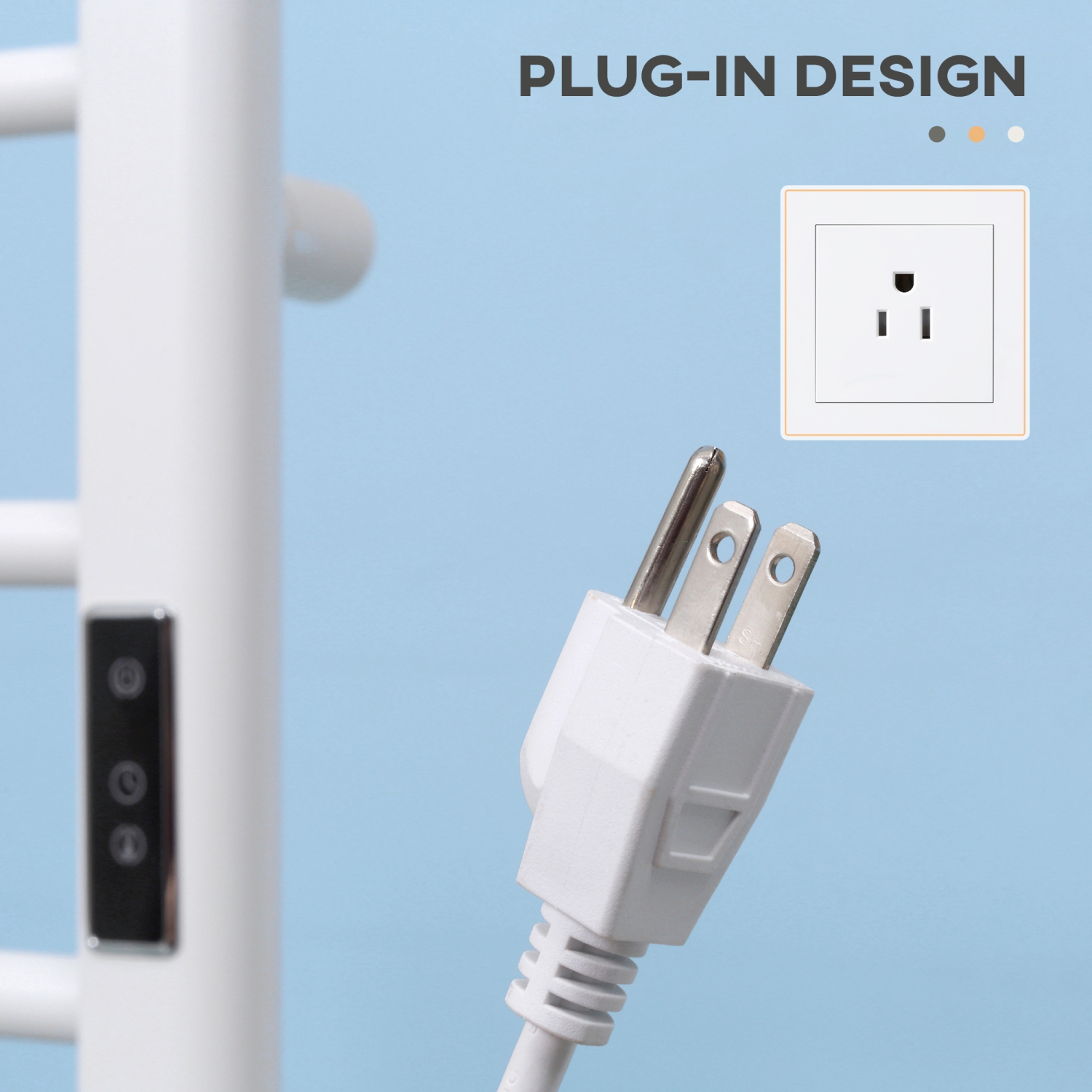 HOMCOM Chauffe-serviettes électrique, sèche-serviettes chauffant à 8 bars avec minuterie intégrée et indicateurs LED, séchoir mural et autoportant en