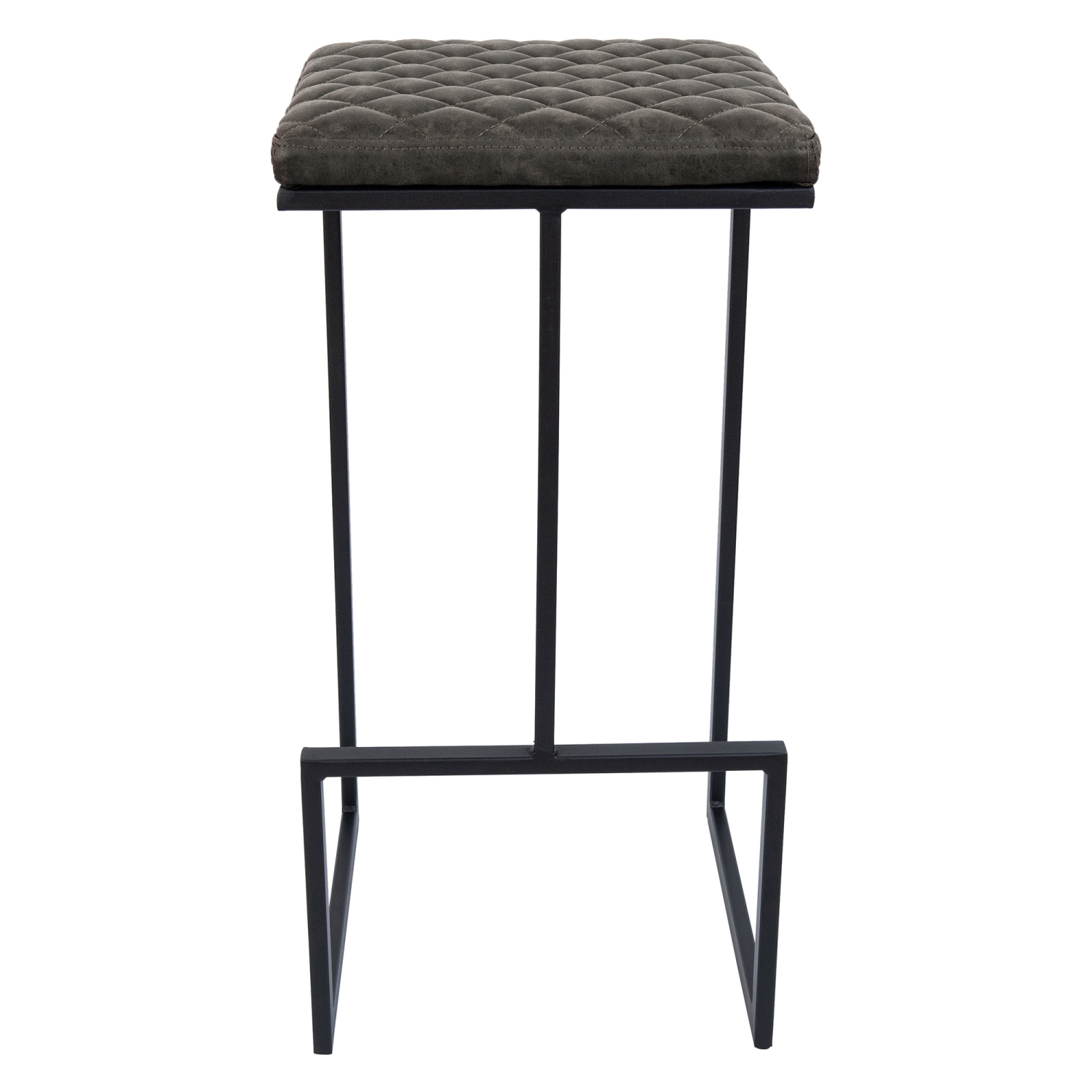Quincy Quilted Stitched Leather Bar Stools With Metal Frame