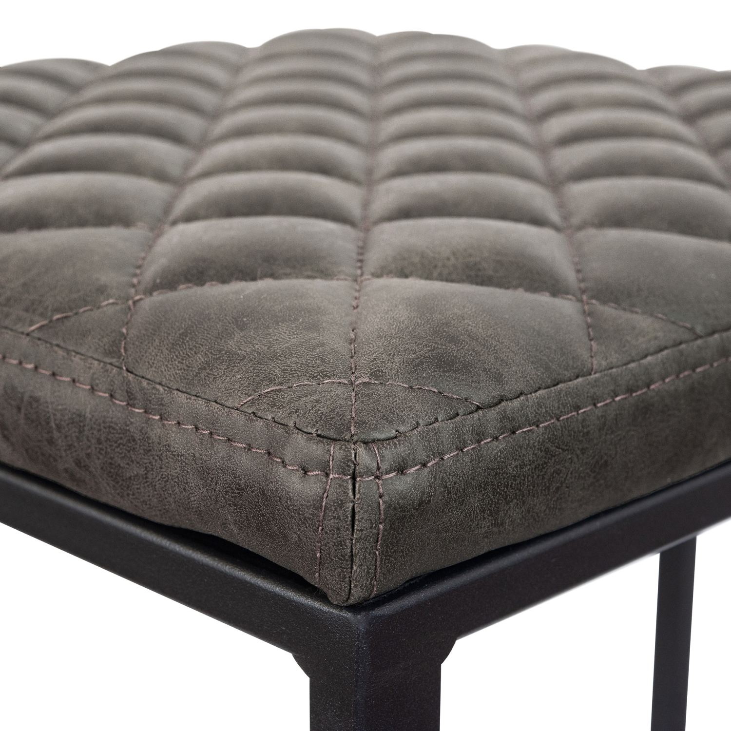 Quincy Quilted Stitched Leather Bar Stools With Metal Frame