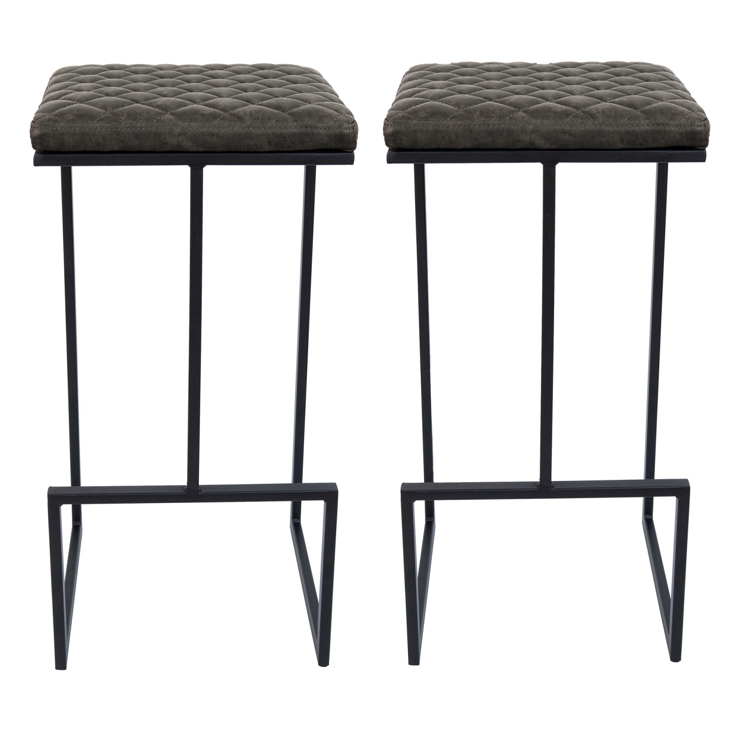 Quincy Leather Bar Stools With Metal Frame Set of 2