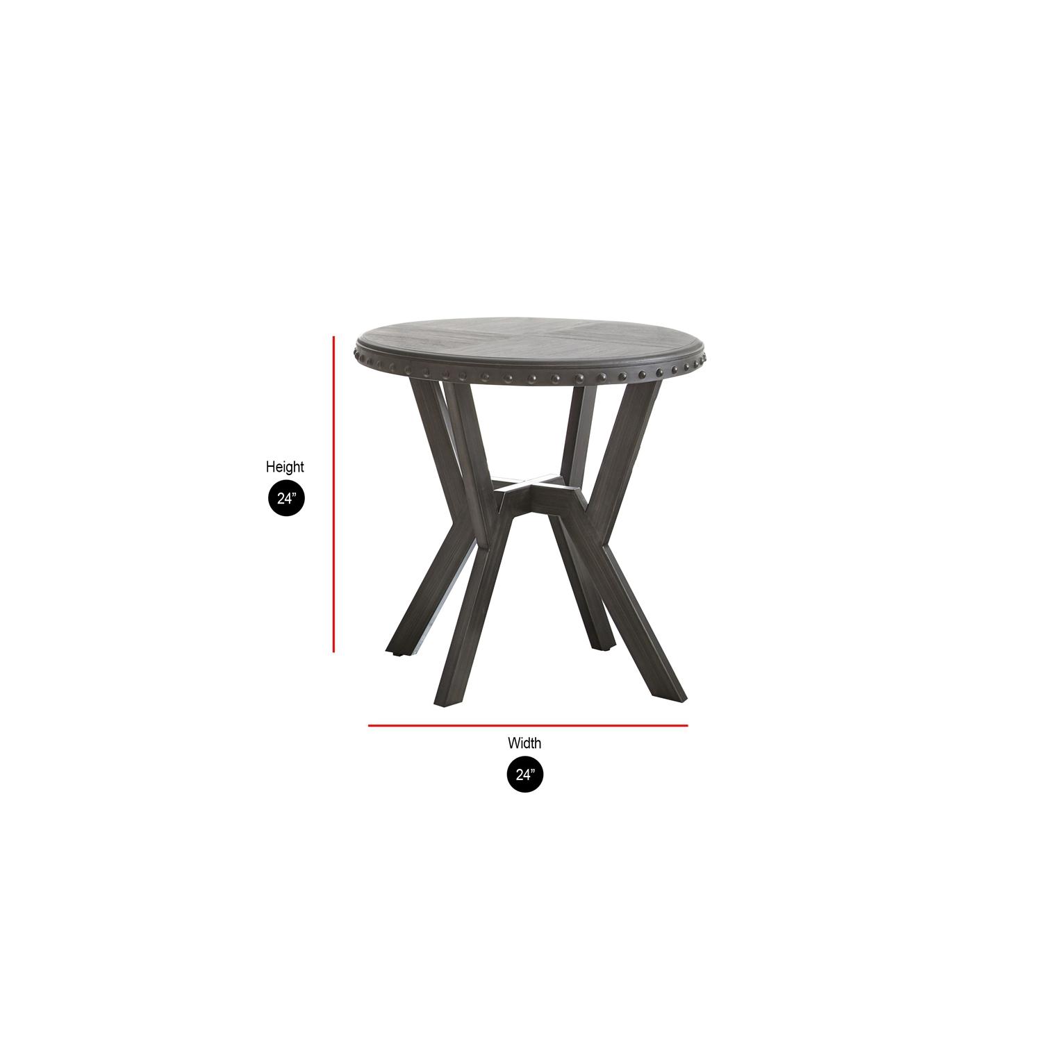 Table d’extrémité ronde moderne Bowery Hill, fini gris vieilli