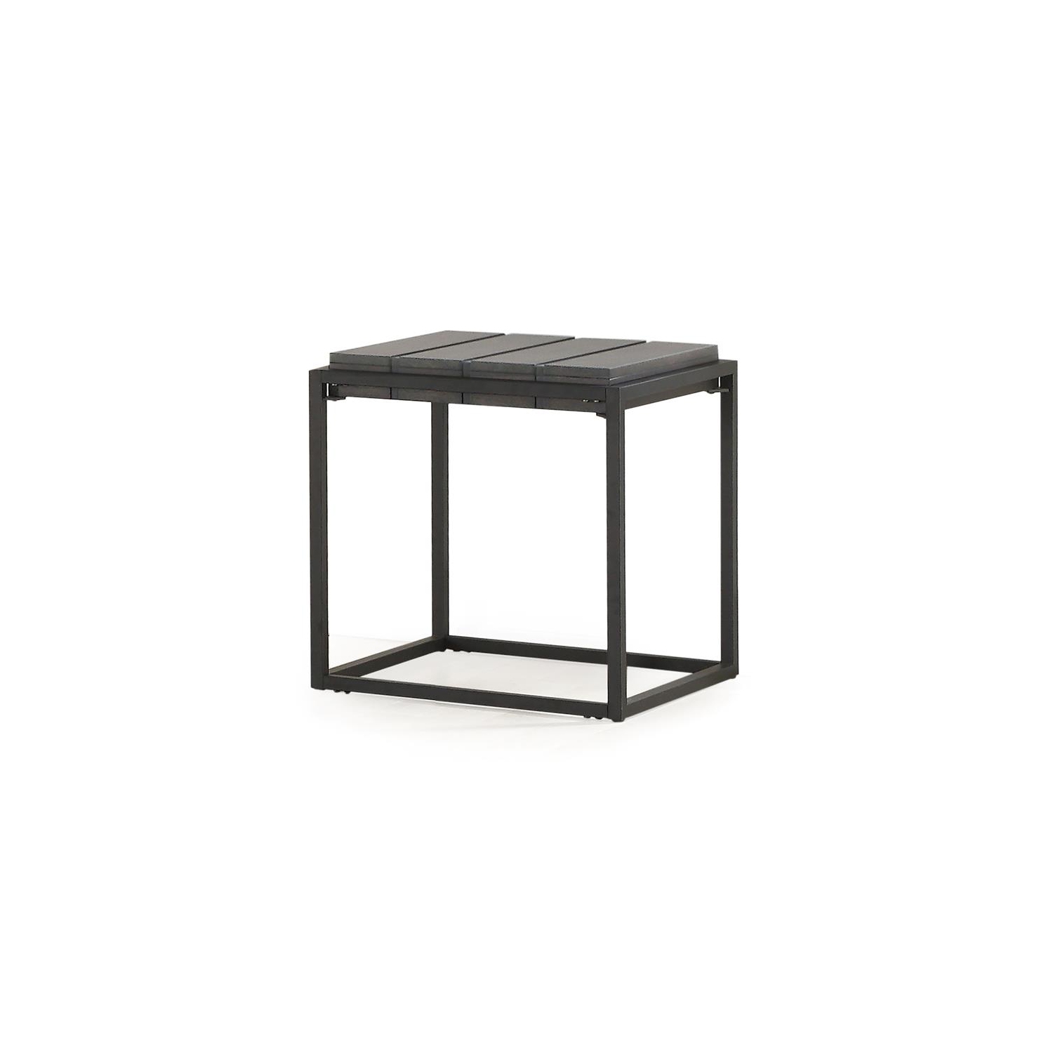 Bowery Hill Transitional Metal Base Mixed Media End Table in Gray