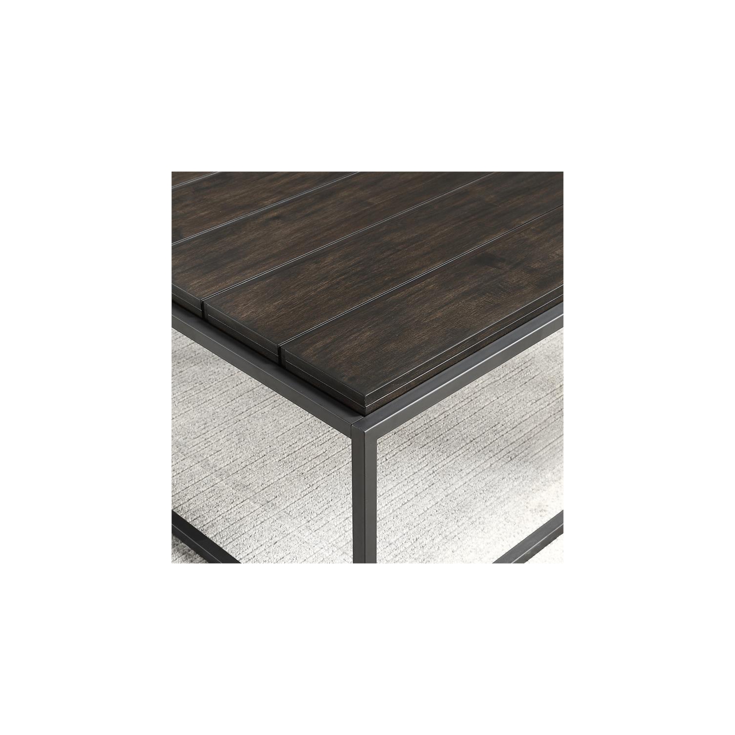 Bowery Hill Transitional Metal Base Mixed Media End Table in Gray