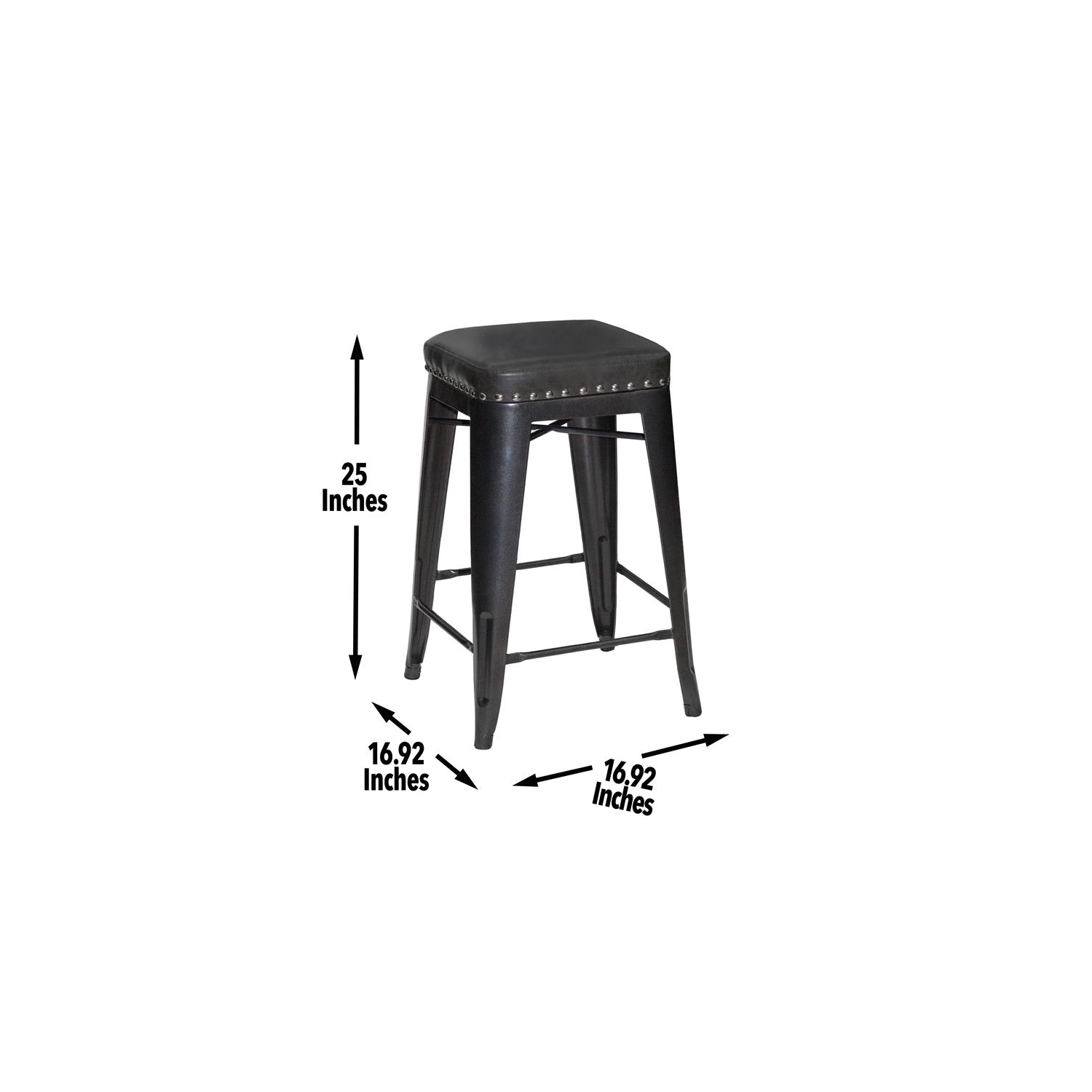 Bowery Hill Transitional Metal and Faux Leather Counter Stool - Set of 2 in Gray