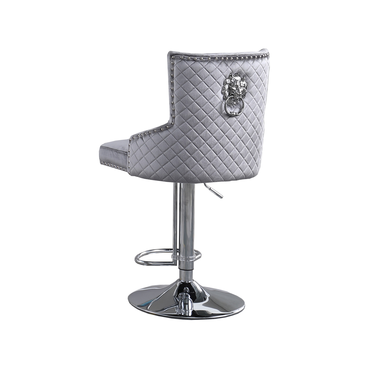 Leo Adjustable Bar Stool, Set of 2 in Grey/Silver