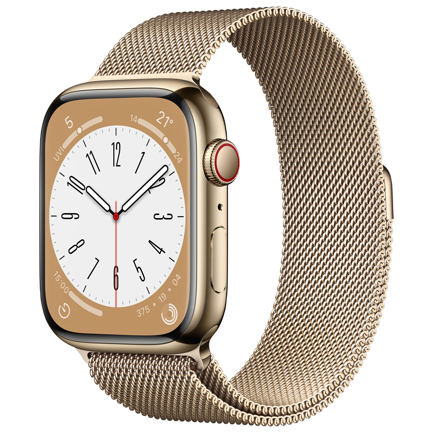Apple Watch Series 8 (GPS + Cellular) 45mm Gold Stainless Steel Case with Gold Milanese Loop - Medium/Large