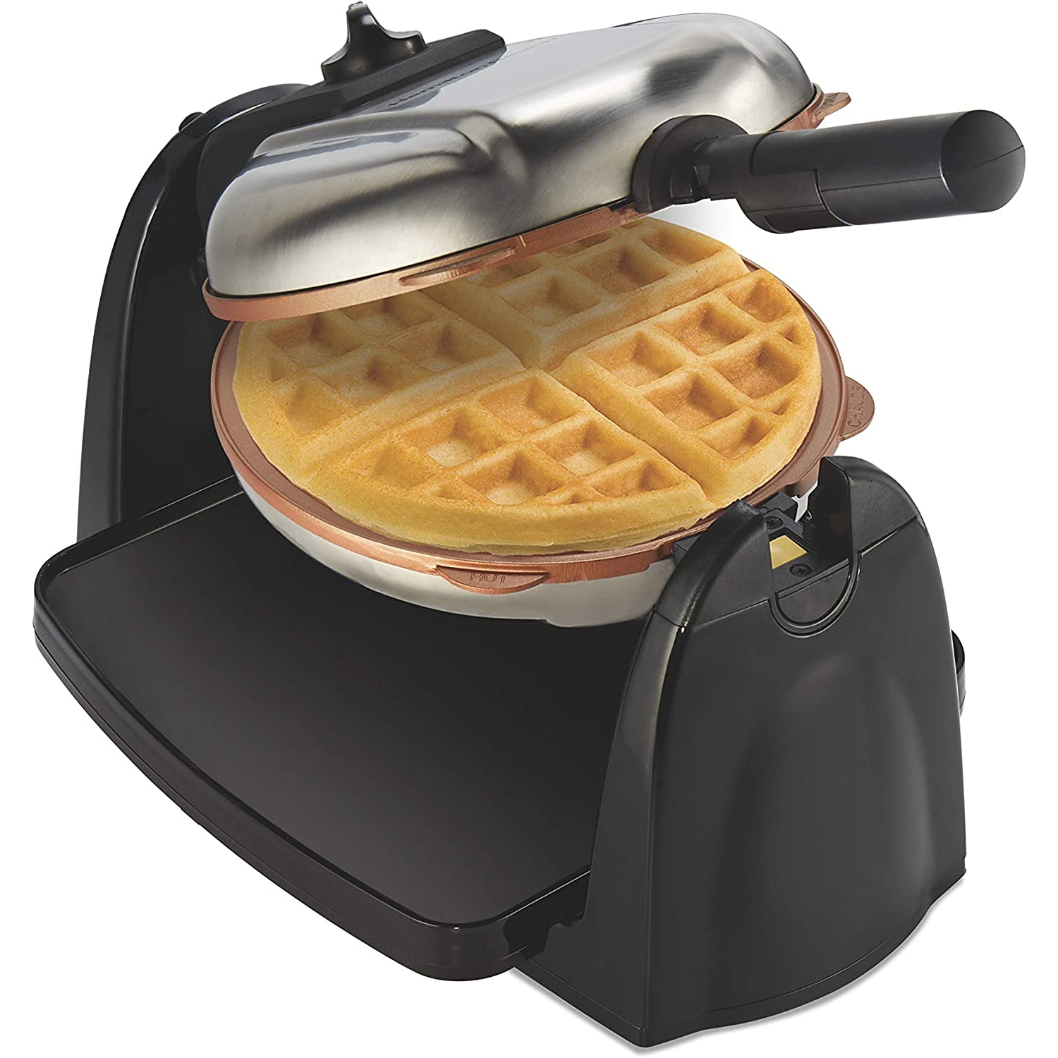 Hamilton Beach 26031 Belgian Waffle Maker with Removable Nonstick Plates, Single Flip, Ceramic Grids, Black