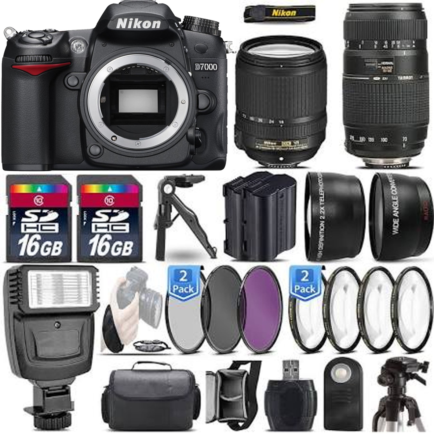 Nikon D7000/D7500 DSLR Camera with 18-140mm Lens & 70-300mm VR Deluxe Bundle