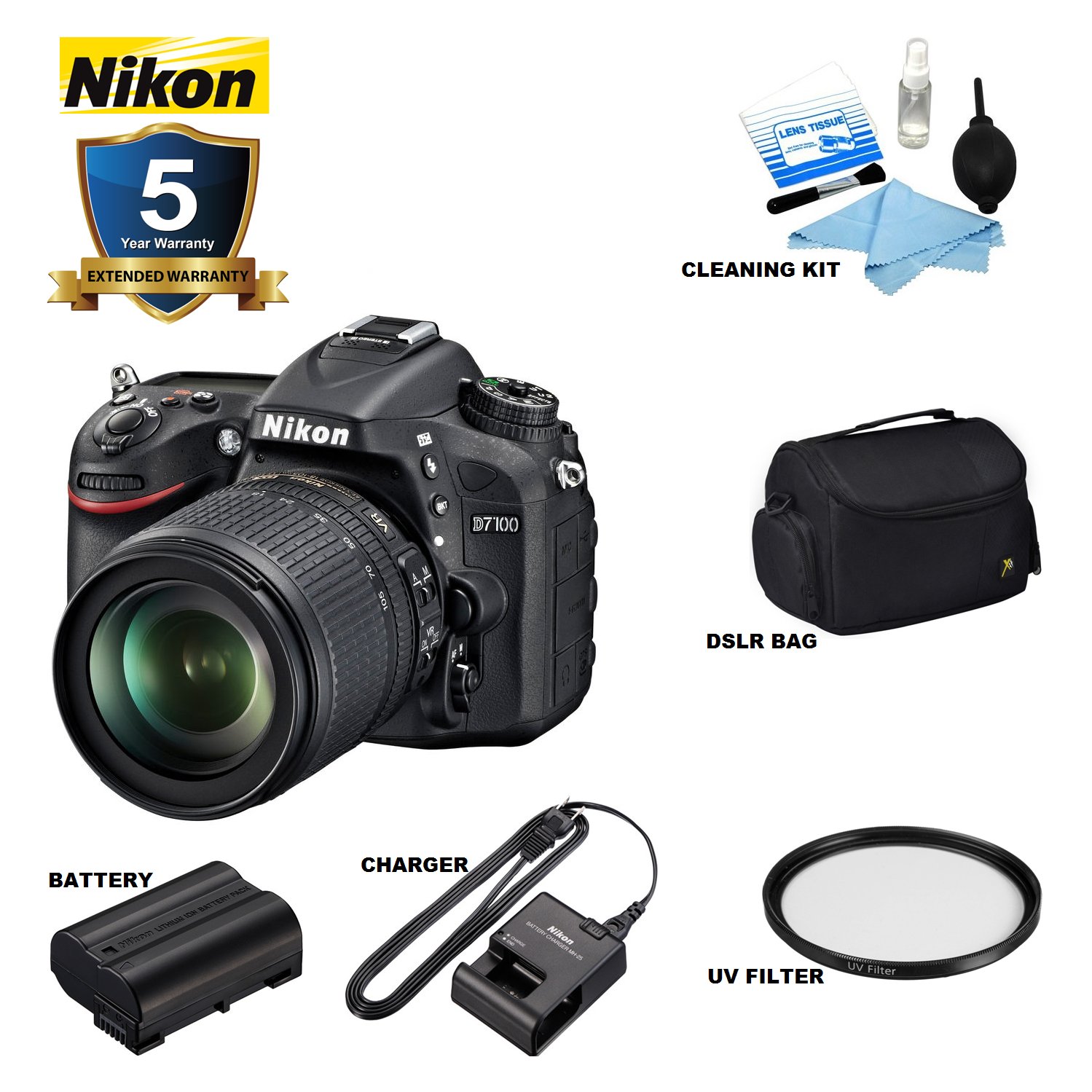 Nikon D7100 DSLR Camera with 18-105mm Lens USA Retail Model