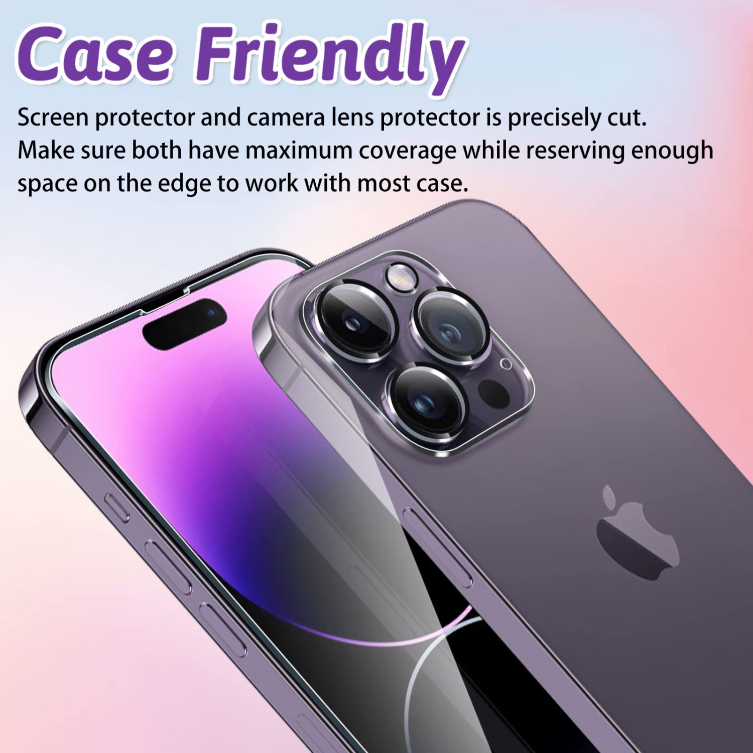 HLD TQLGY Tempered Glass Screen Protector for iPhone 14 Pro Max with Camera Lens Protection