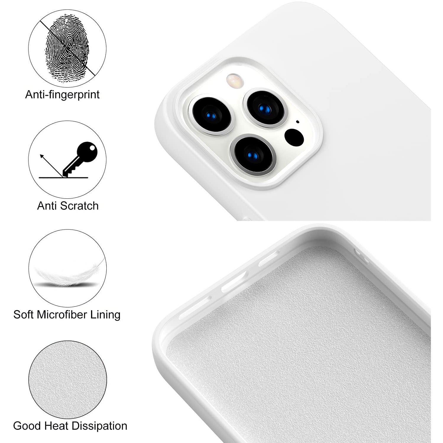 Amytor Designed for iPhone 14 Pro Max Case, Silicone Ultra Slim Shockproof Phone Case with Soft Anti-Scratch Microfiber Lini