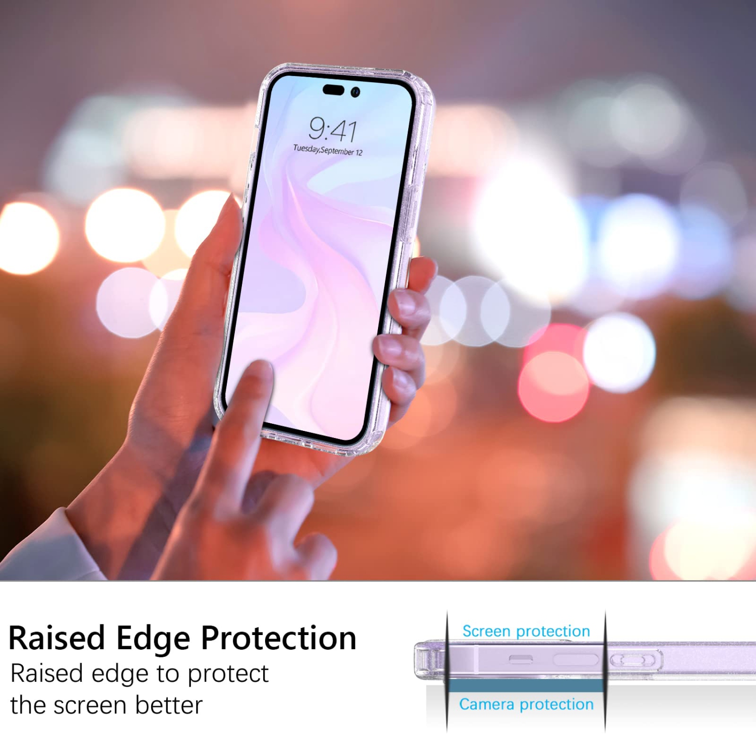 GUAGUA Case for iPhone 14 Pro Max 6.7" Crystal ClearGlitter Bling Sparkle Flexible Soft TPU Cover for Women Girls Shiny Slim