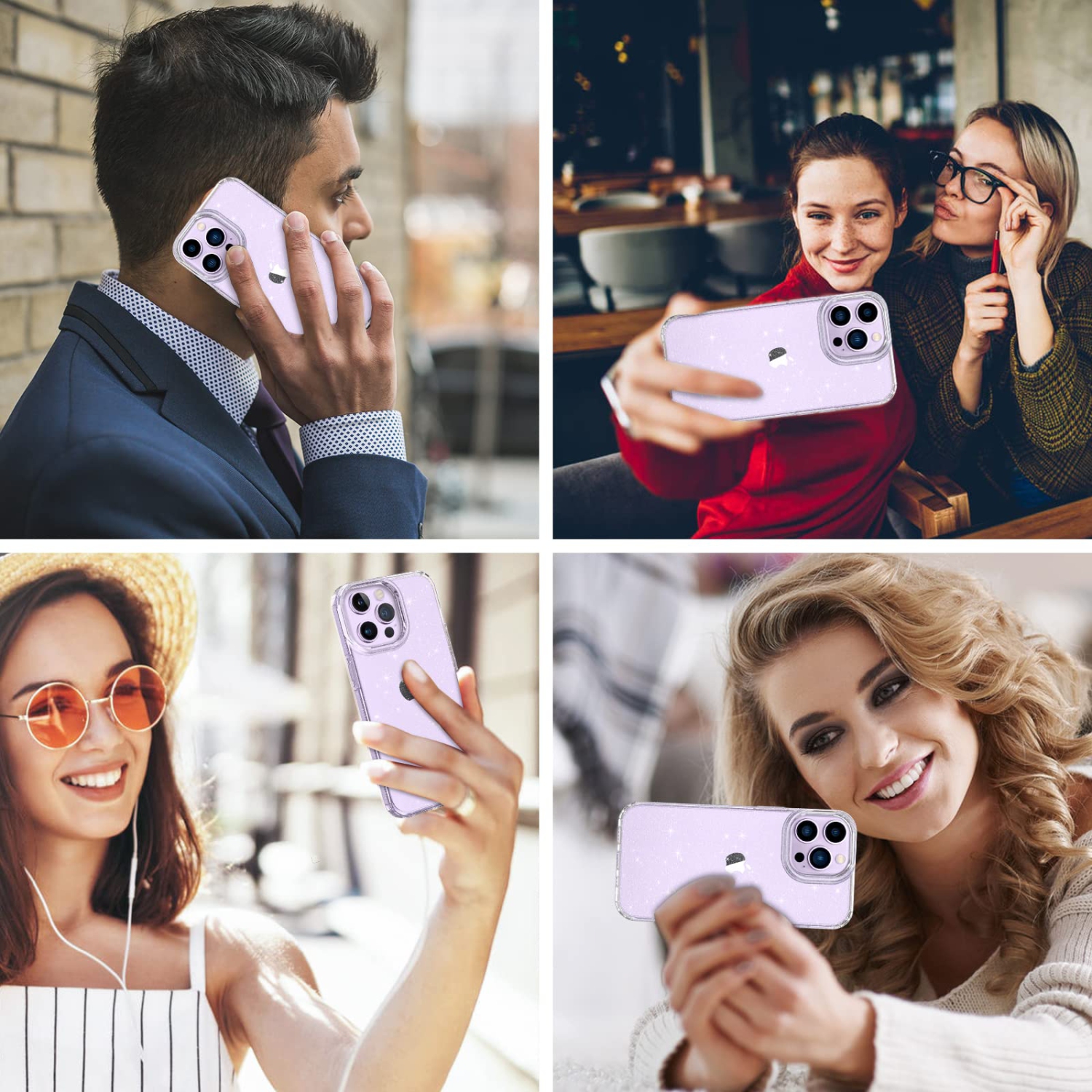 GUAGUA Case for iPhone 14 Pro Max 6.7" Crystal ClearGlitter Bling Sparkle Flexible Soft TPU Cover for Women Girls Shiny Slim