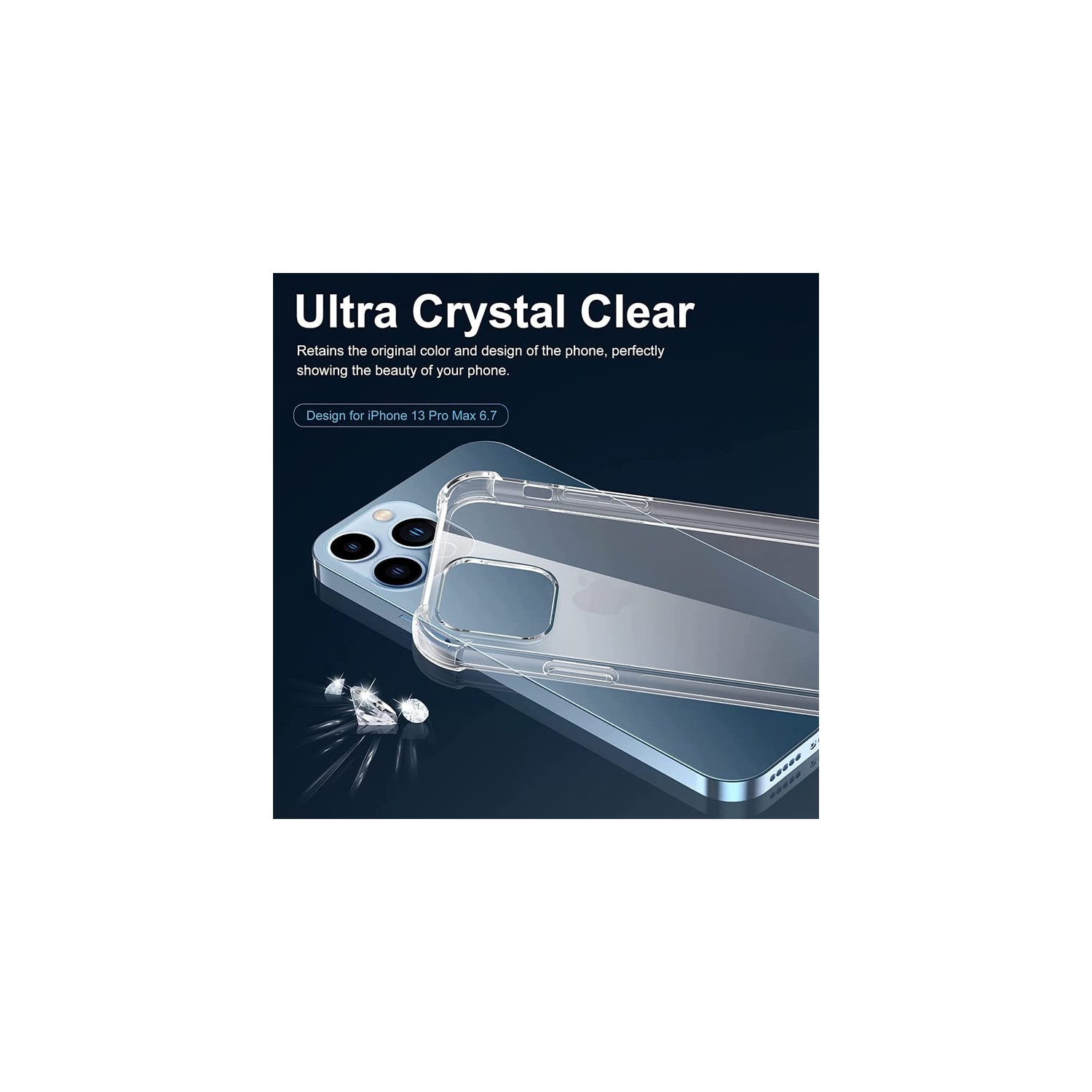 iPhone 14 Pro – Étui transparent Crystal, étui mince en TPUR antichoc, 1,5 mm d’épaisseur, mince étui en TPUR transparent résistant au jaunissement,