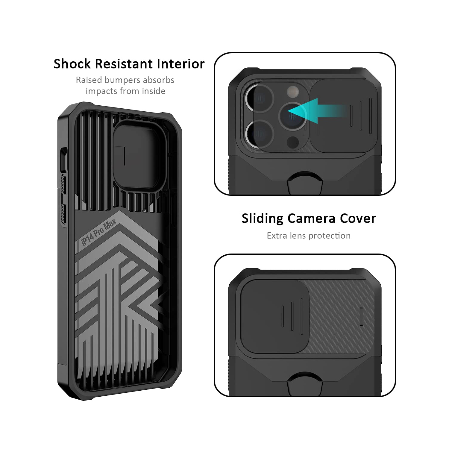 Nvollnoe for iPhone 14 Pro Max Case with Sliding Camera Cover and Card ...