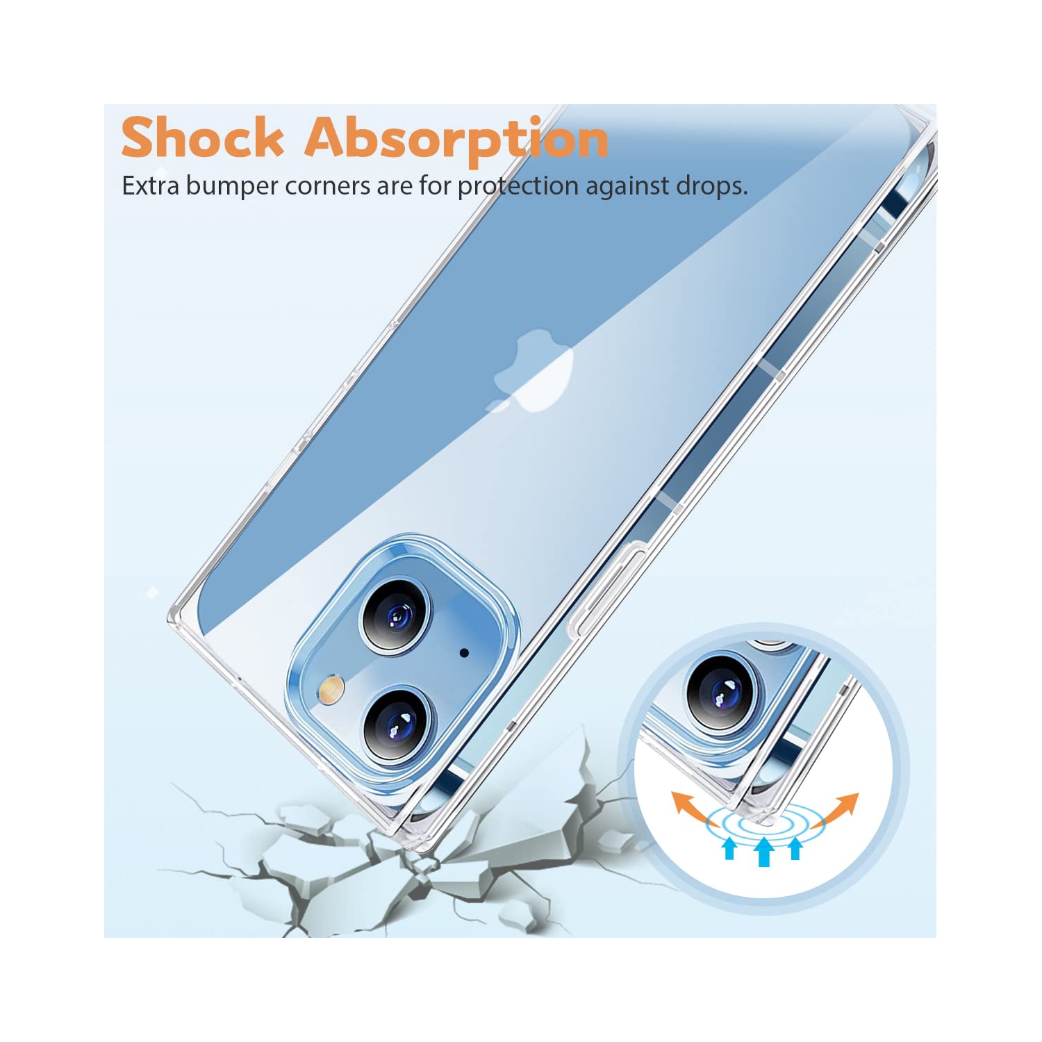 iDLike Square Case for iPhone 14 Plus, Clear Phone Case with Reinforced Square Shape Corners, Soft TPU Protective Shockproof